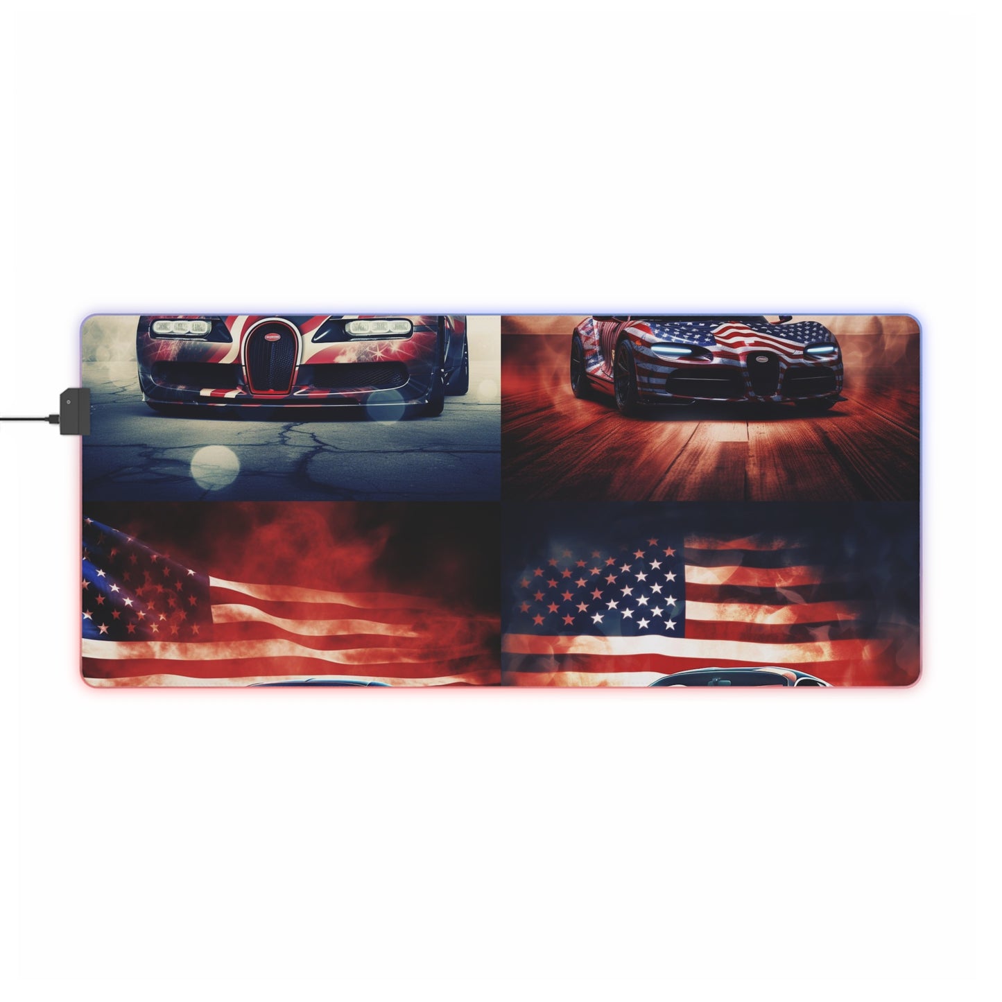 LED Gaming Mouse Pad Abstract American Flag Background Bugatti 5