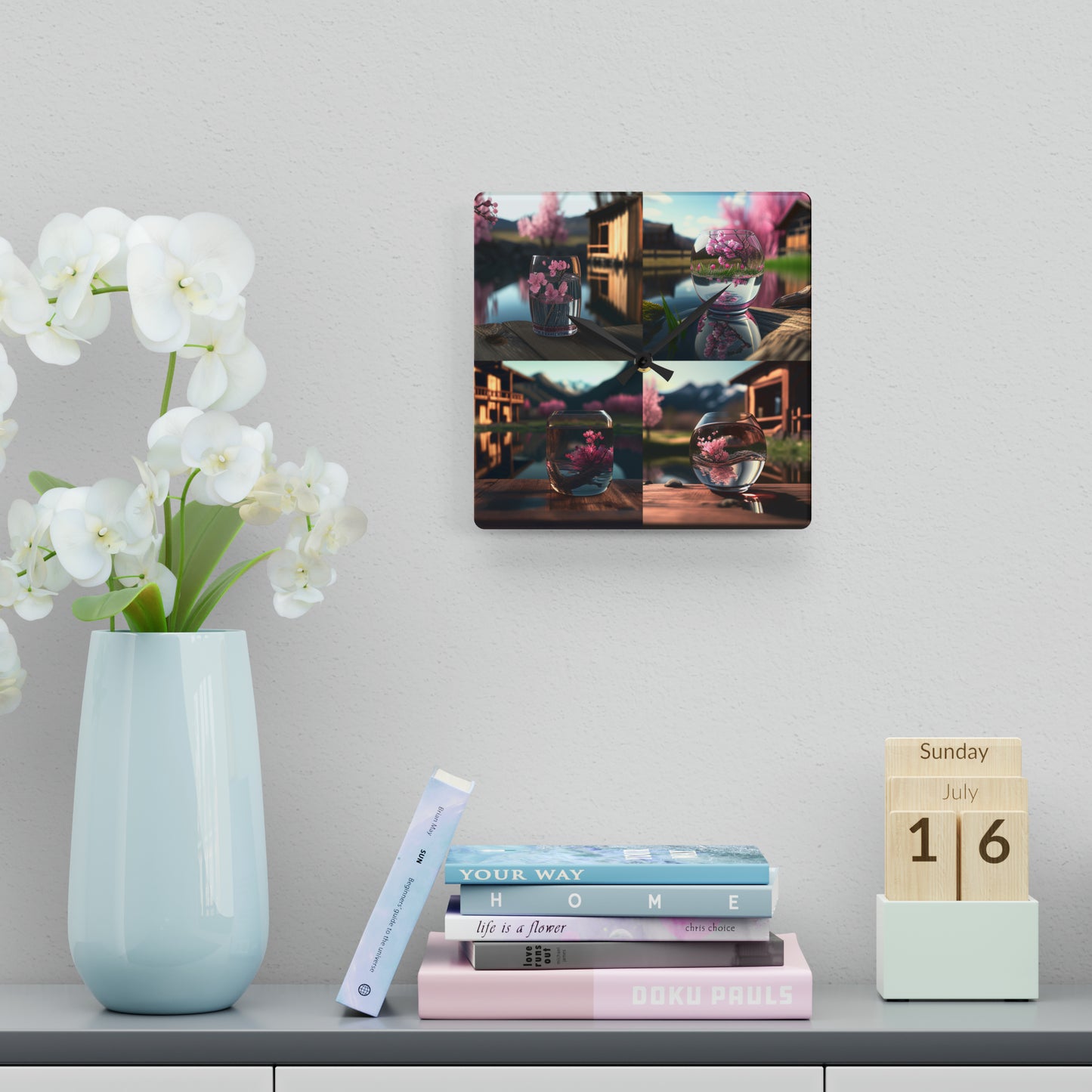 Acrylic Wall Clock Cherry Blossom 5