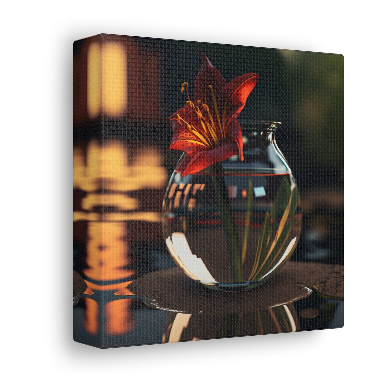 Canvas Gallery Wraps Red Lily in a Glass vase 2