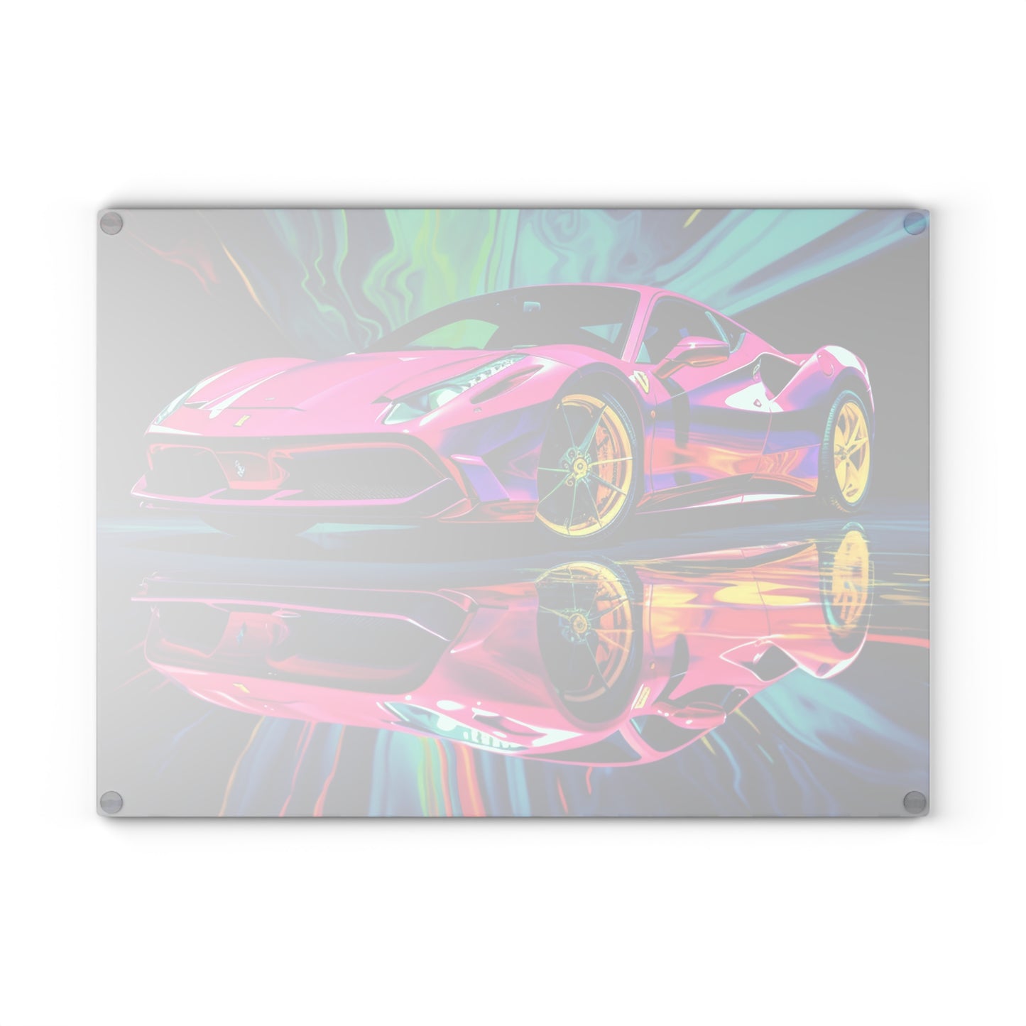 Glass Cutting Board Pink Ferrari Macro 4