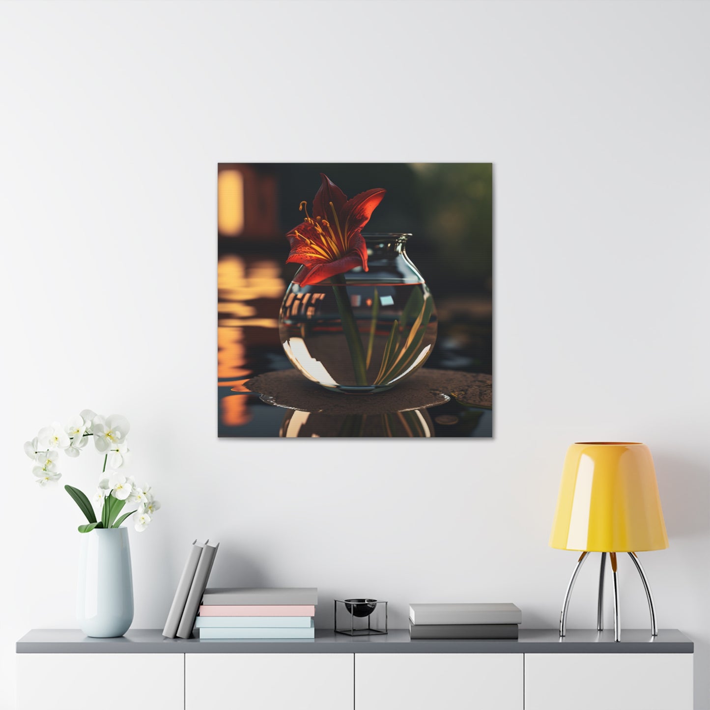 Canvas Gallery Wraps Red Lily in a Glass vase 2