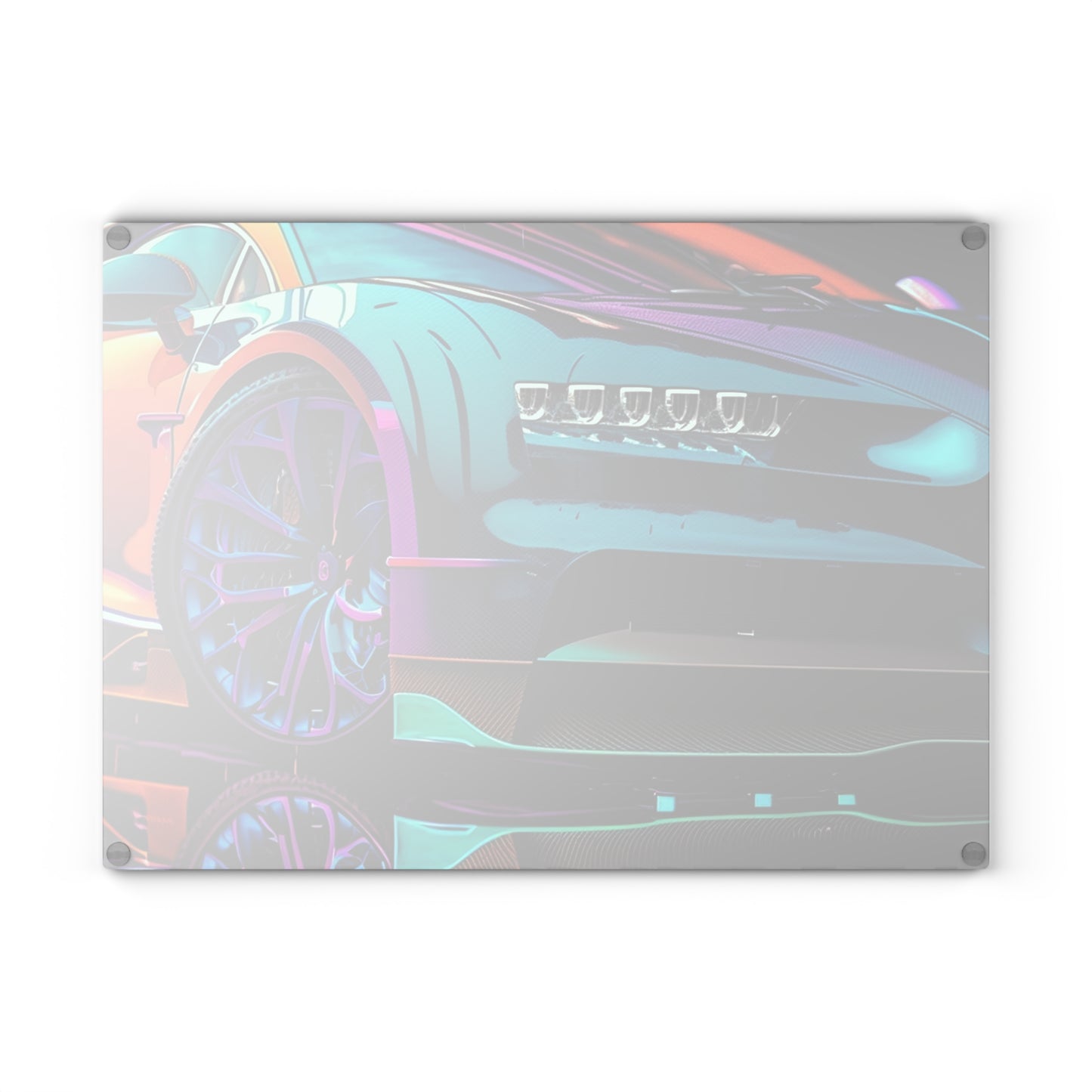 Glass Cutting Board Bugatti Neon Chiron 1