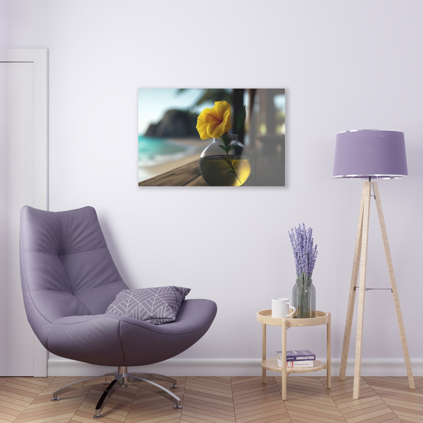 Acrylic Prints Yellow Hibiscus Wood 3