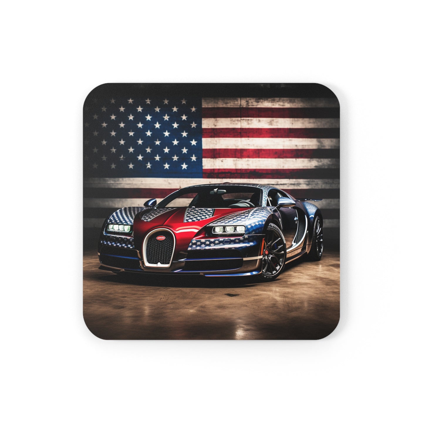 Cork Back Coaster Bugatti American Flag 1