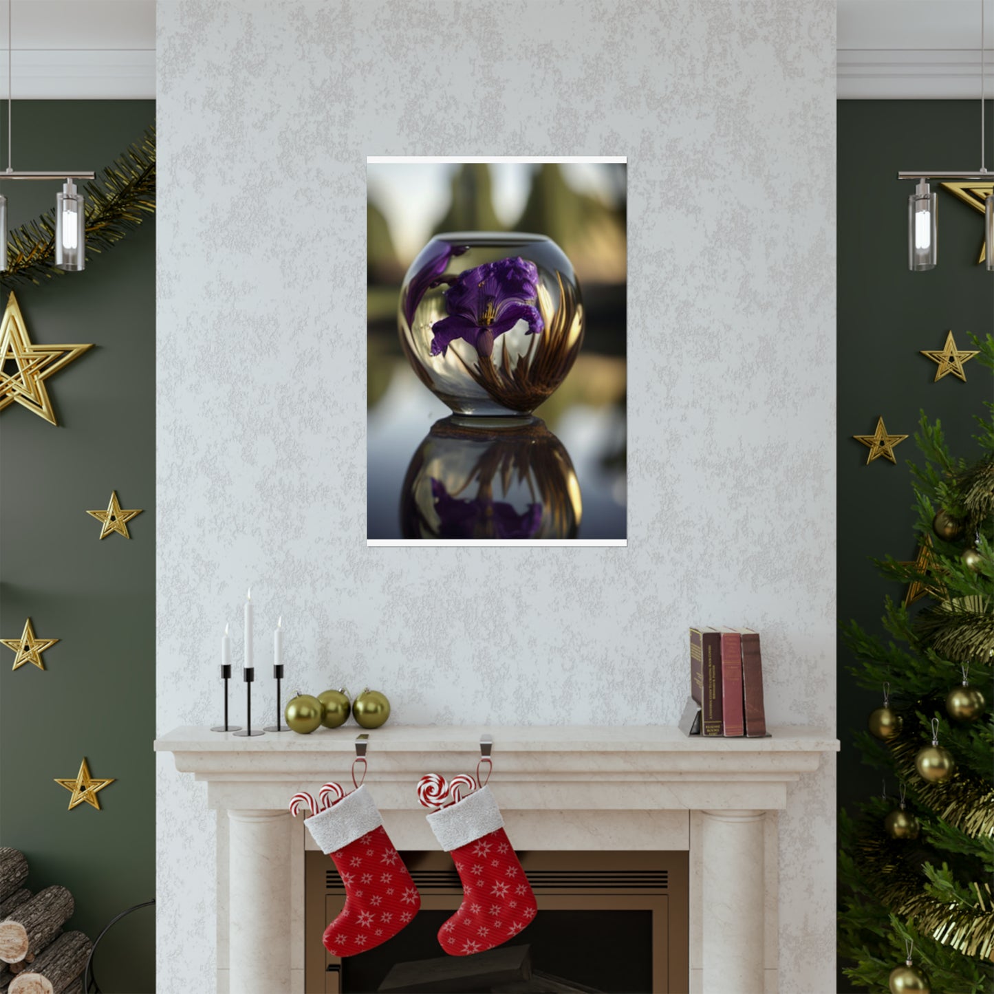 Premium Matte Vertical Posters Purple Iris in a vase 2