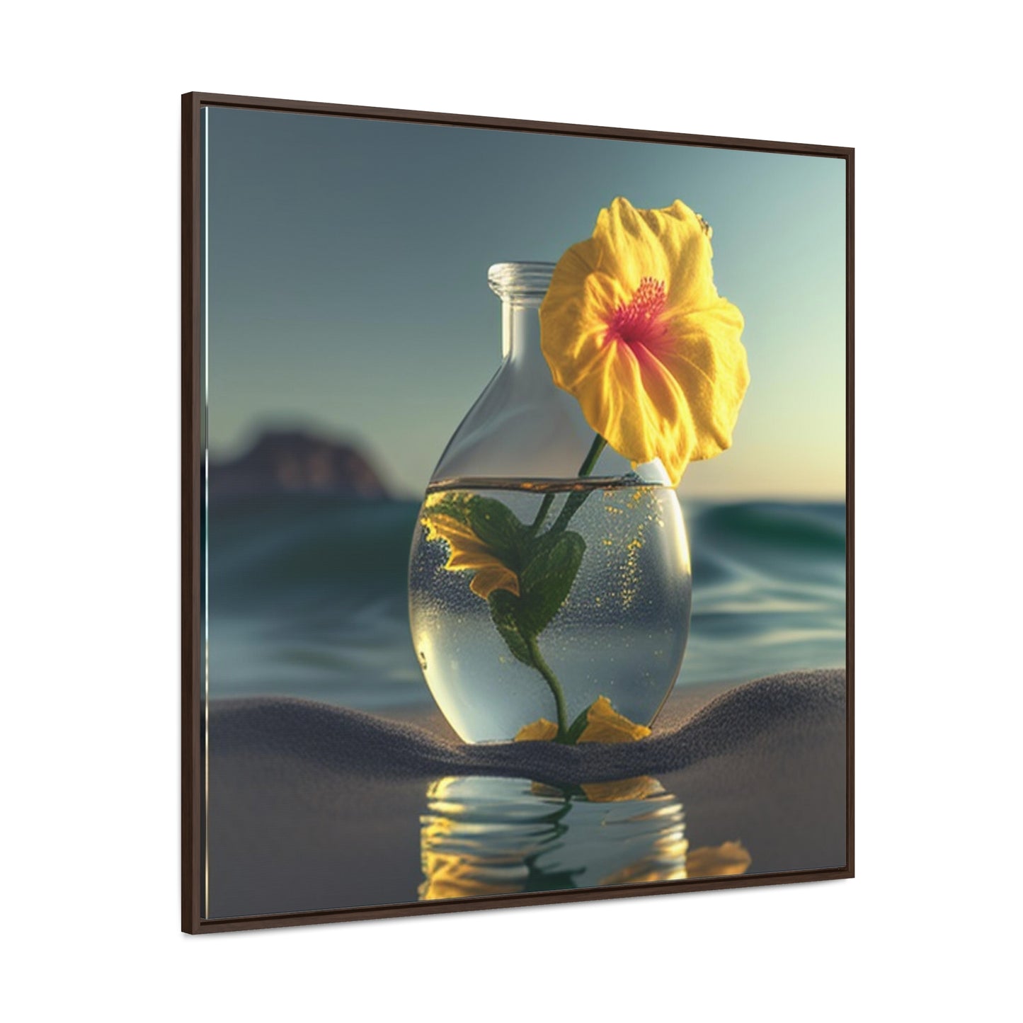 Gallery Canvas Wraps, Square Frame Yellow Hibiscus glass 2
