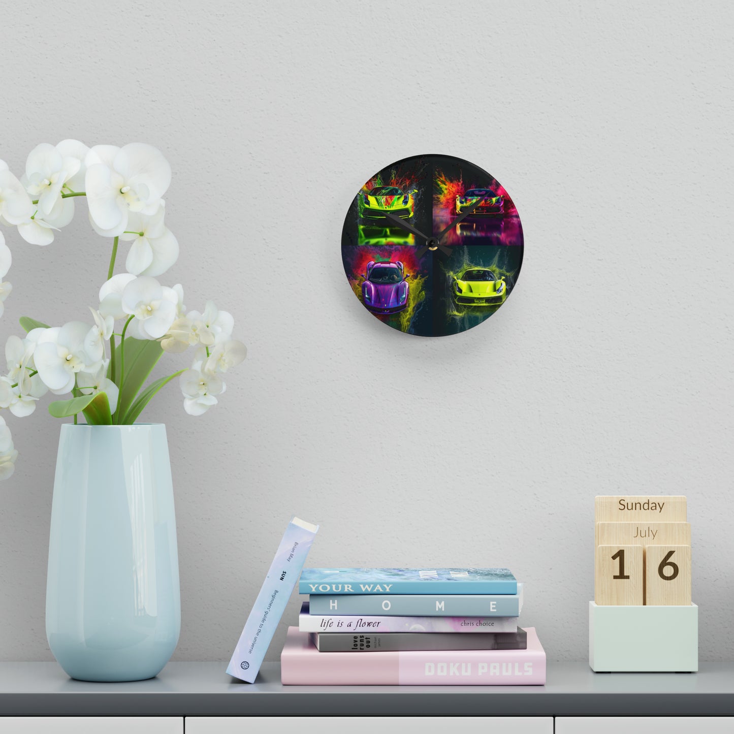 Acrylic Wall Clock Farrari Water 5