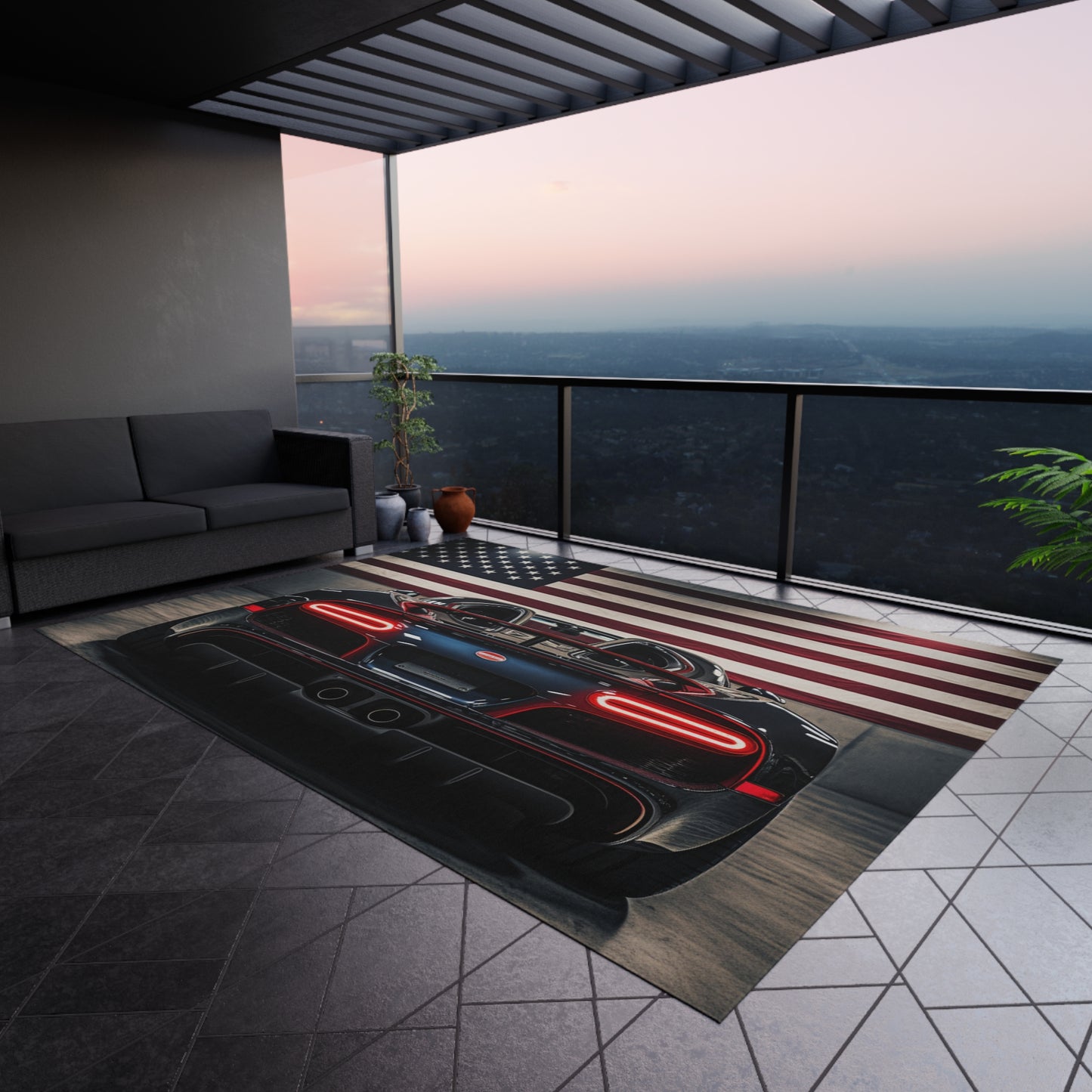 Outdoor Rug  American Flag Background Bugatti 4