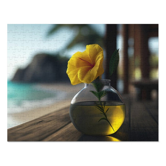 Jigsaw Puzzle (30, 110, 252, 500,1000-Piece) Yellow Hibiscus Wood 3