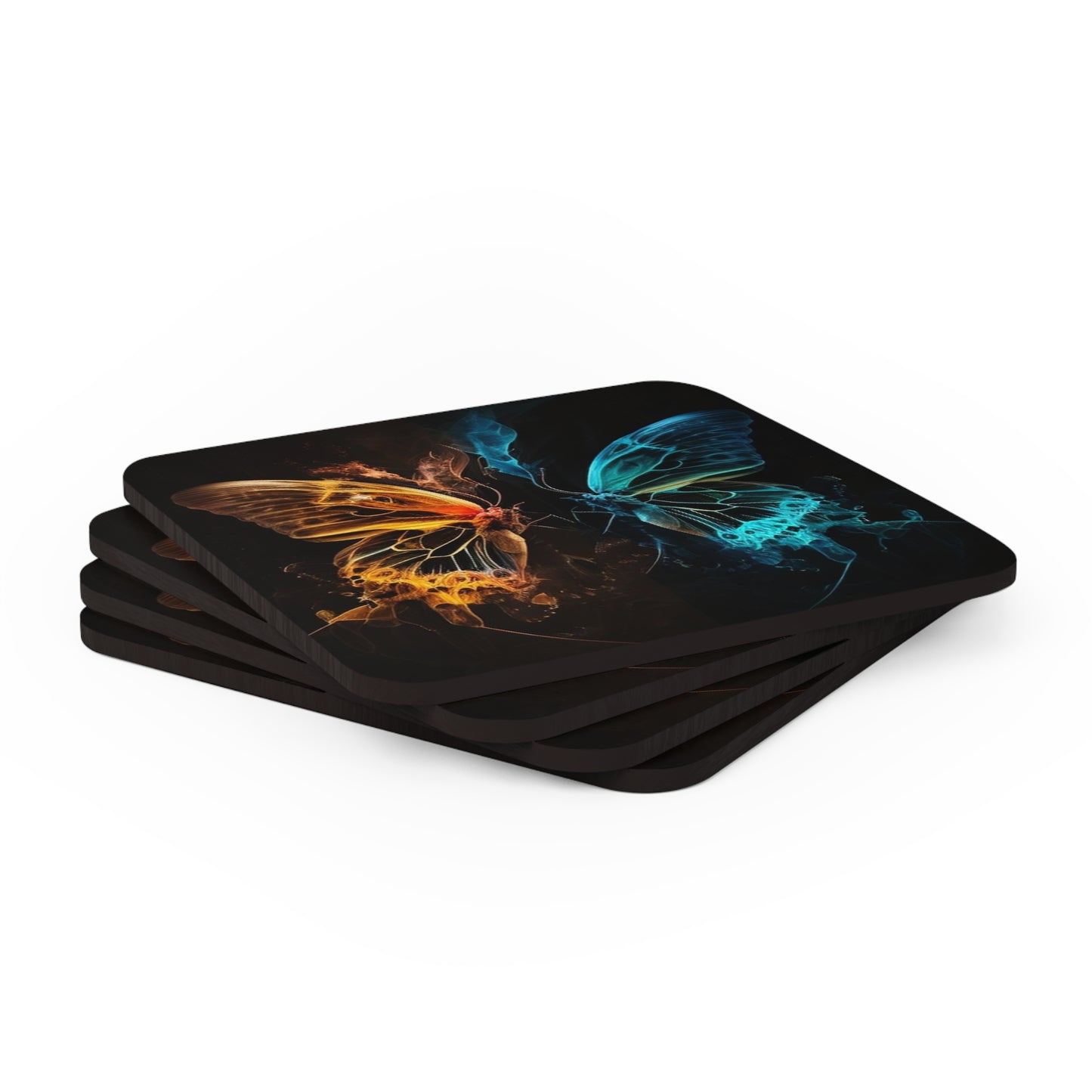 Corkwood Coaster Set Kiss Neon Butterfly 3