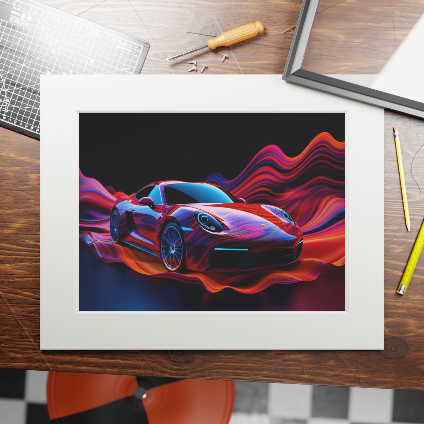 Fine Art Prints (Passepartout Paper Frame) Porsche Water Fusion 4