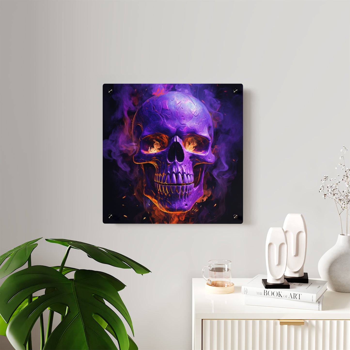 Acrylic Wall Art Panels Skull Flames 1