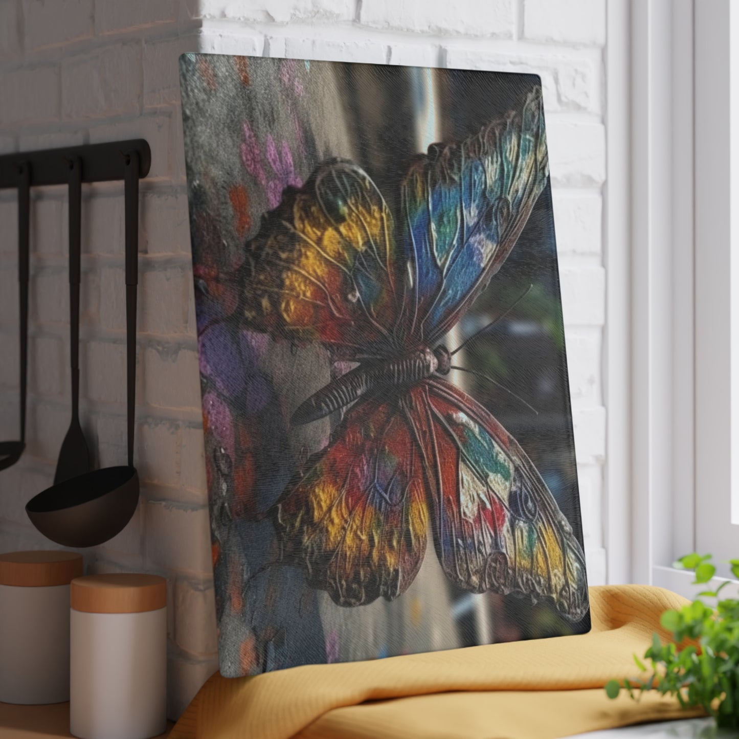 Glass Cutting Board Liquid Street Butterfly 3