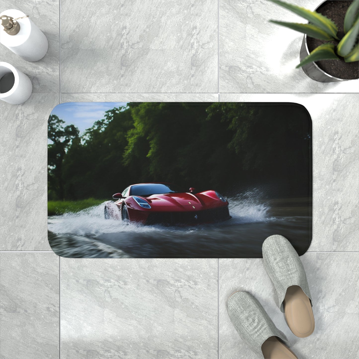 Memory Foam Bath Mat Water Ferrari Splash 1