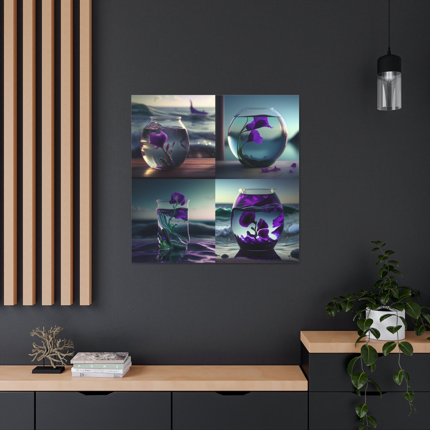 Canvas Gallery Wraps Purple Sweet pea in a vase 5