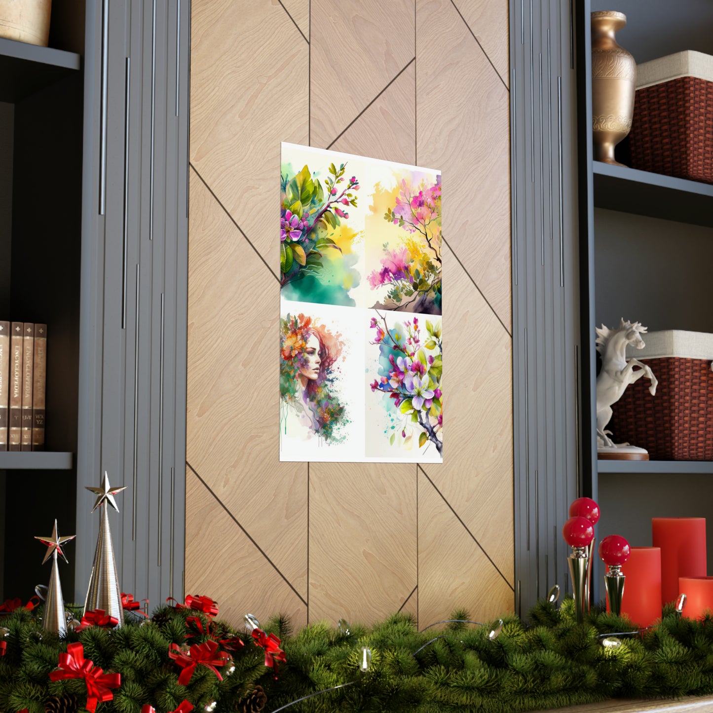 Premium Matte Vertical Posters Mother Nature Bright Spring Colors Realistic Watercolor 5