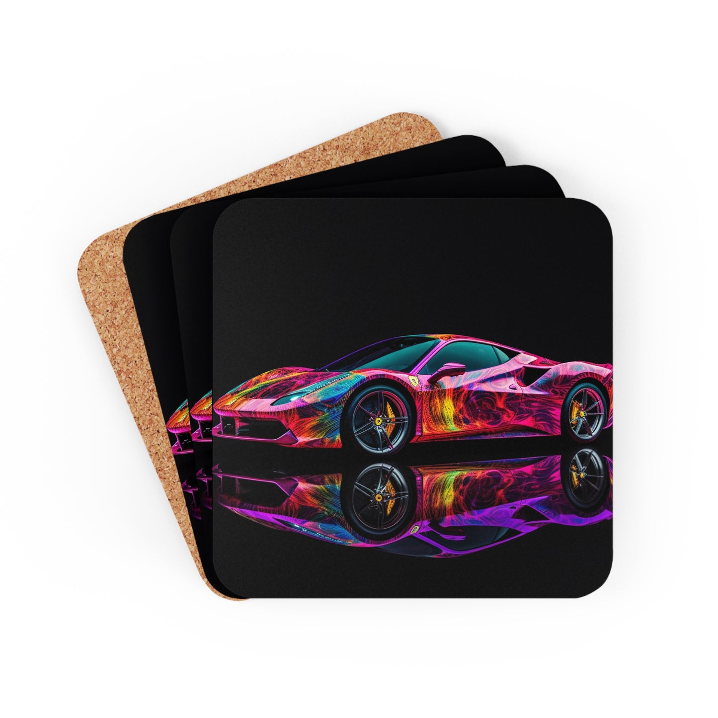 Corkwood Coaster Set Ferrari Color 4