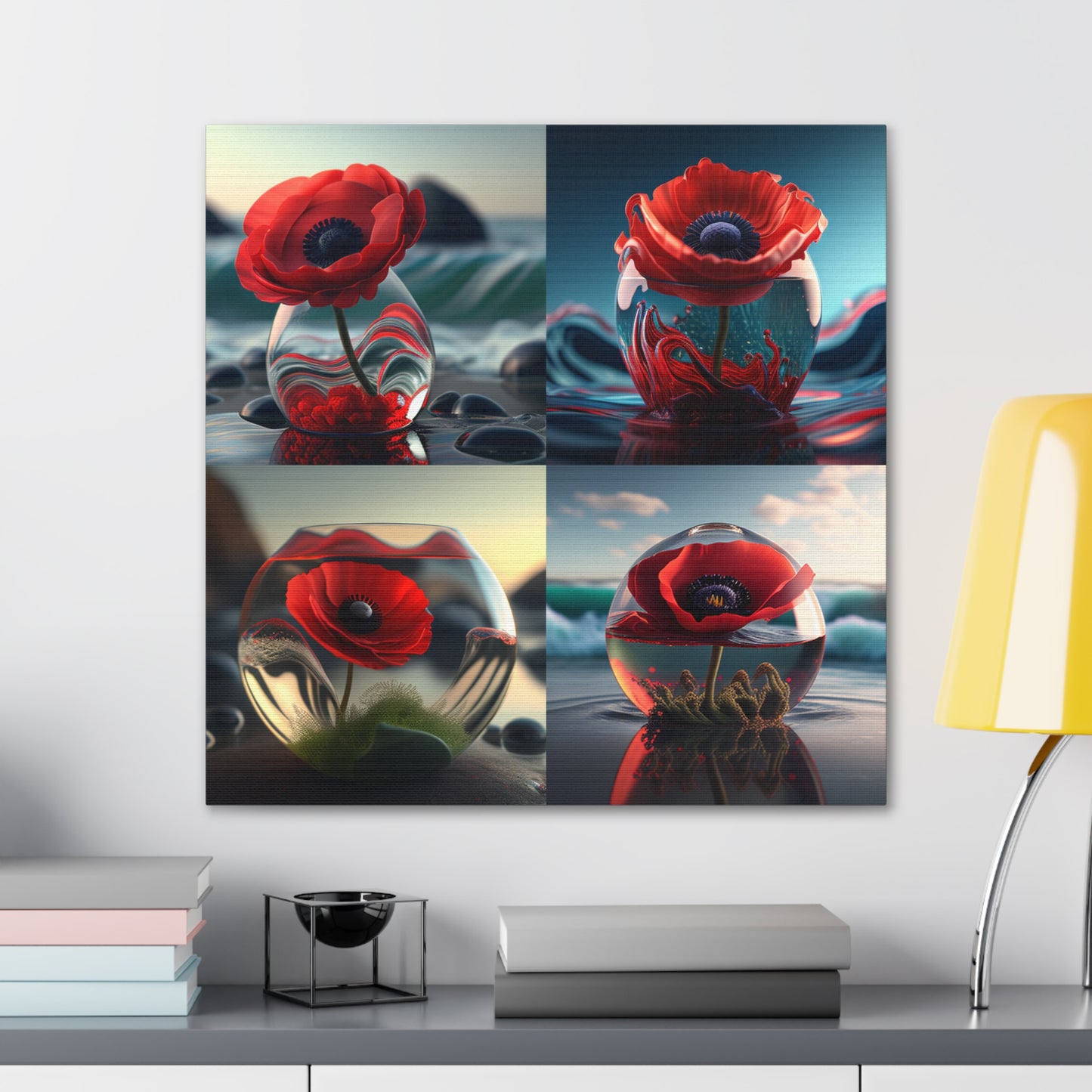 Canvas Gallery Wraps Red Anemone in a Vase 5