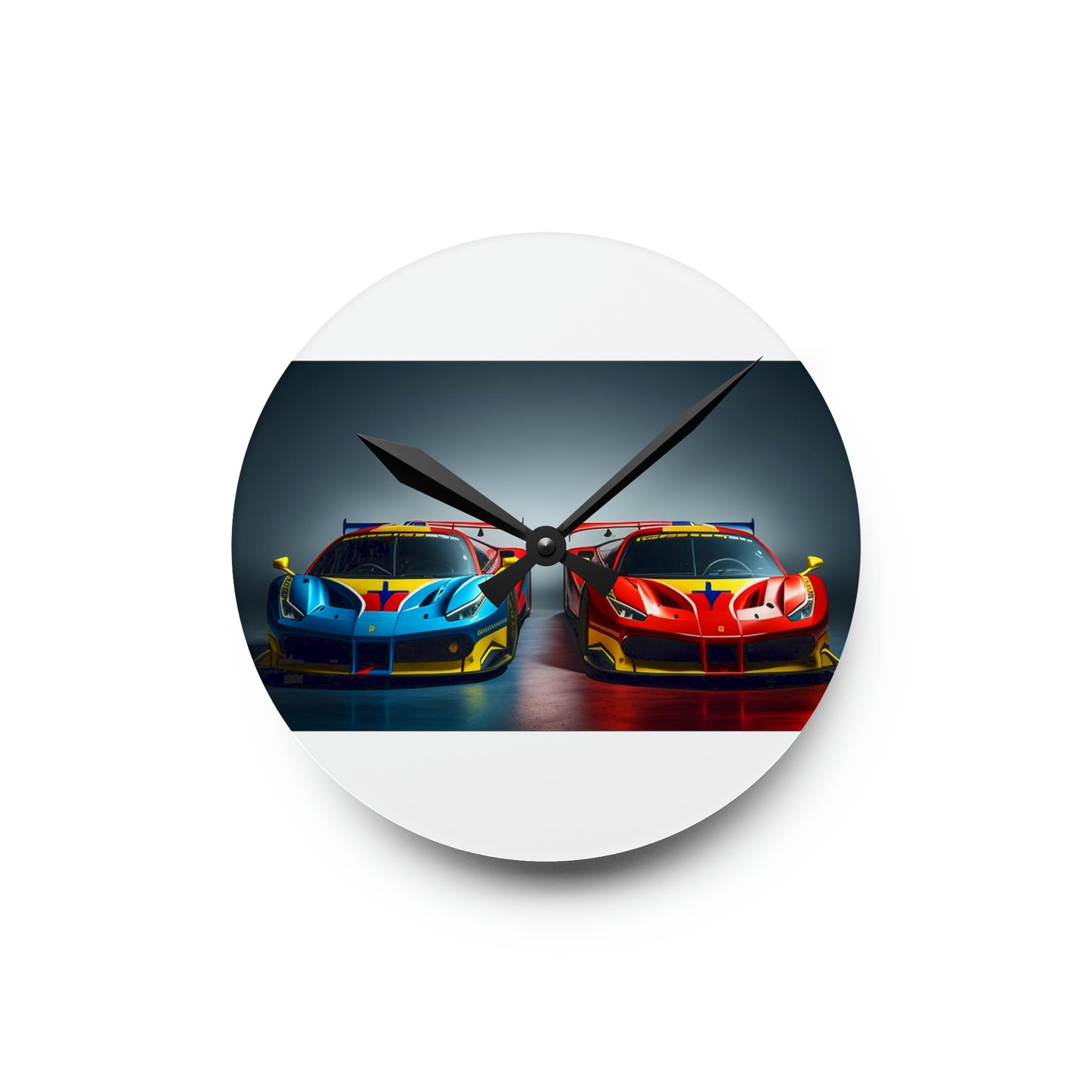 Acrylic Wall Clock Ferrari Red Blue 2