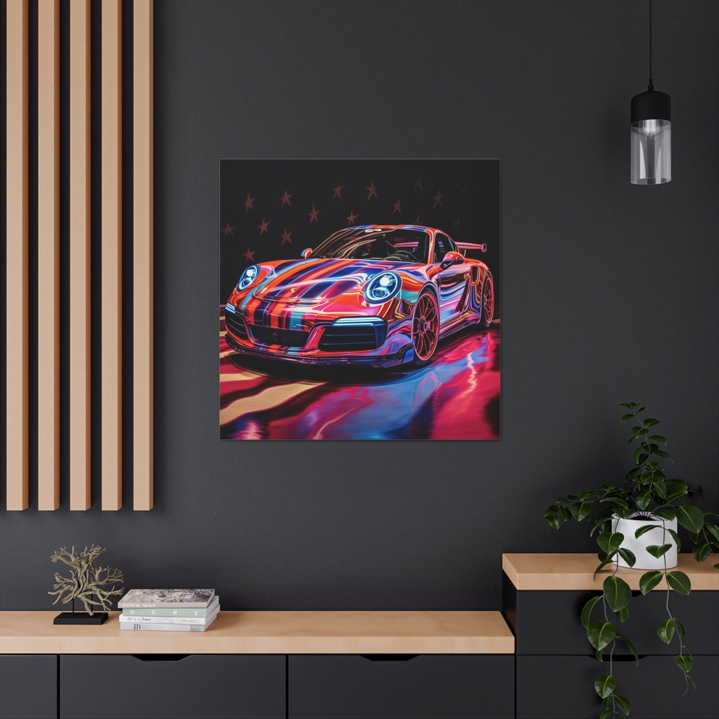 Canvas Gallery Wraps Macro American Flag Porsche 4