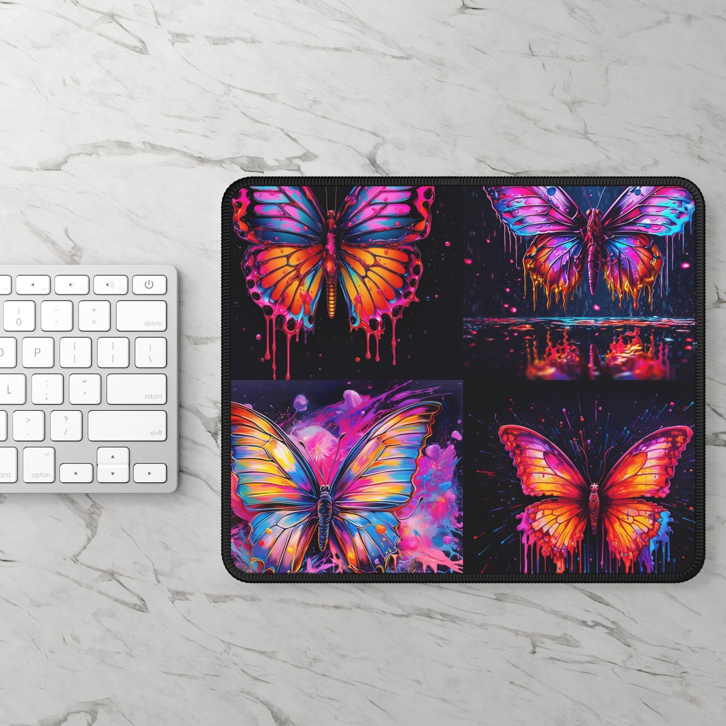 Gaming Mouse Pad  Pink Butterfly Flair 5