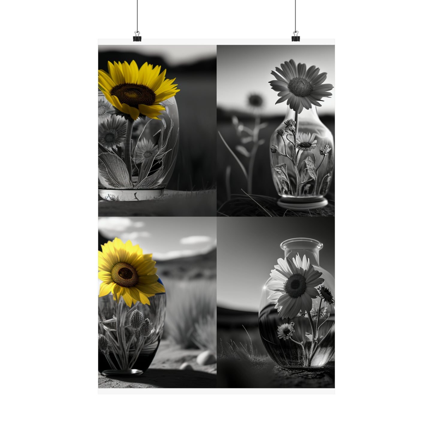 Premium Matte Vertical Posters Yellw Sunflower in a vase 5