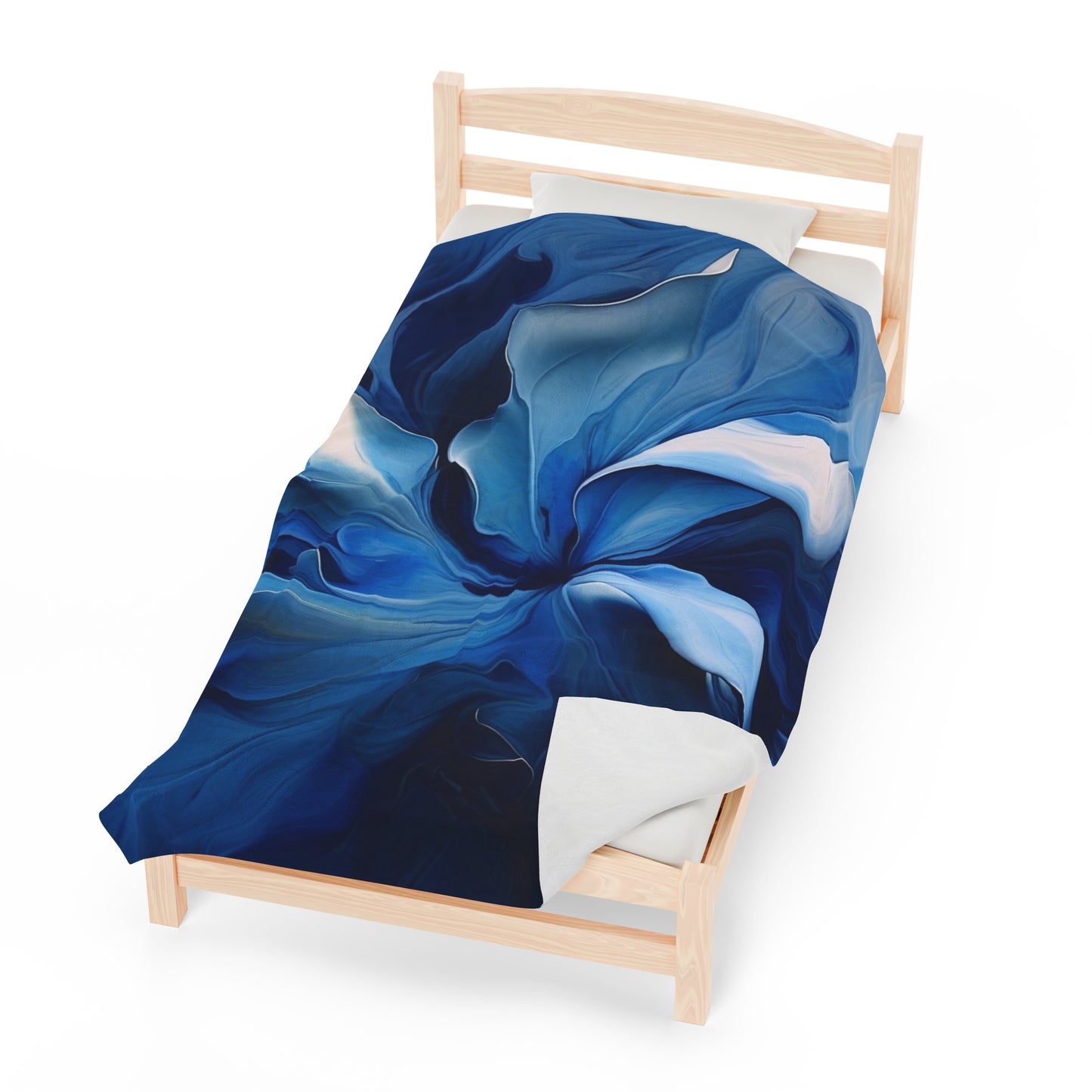 Velveteen Plush Blanket Abstract Blue Tulip 4