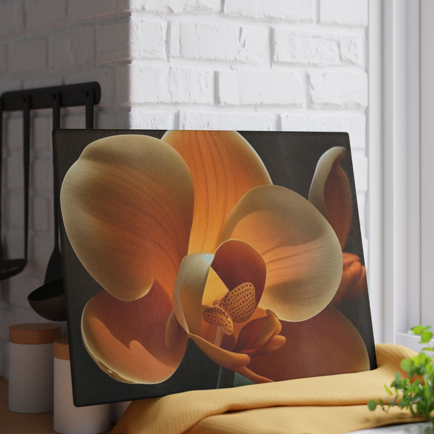 Glass Cutting Board Orange Orchid 4