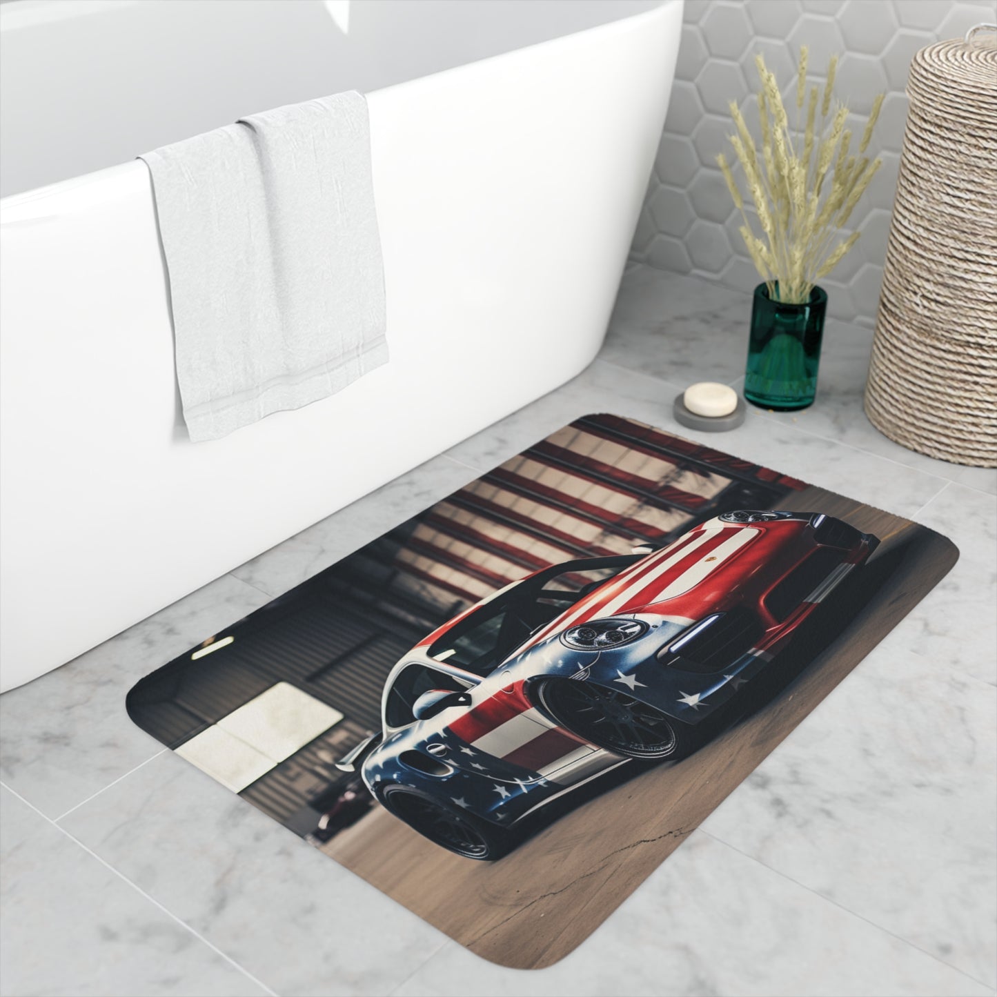 Memory Foam Bath Mat American Flag Porsche 2