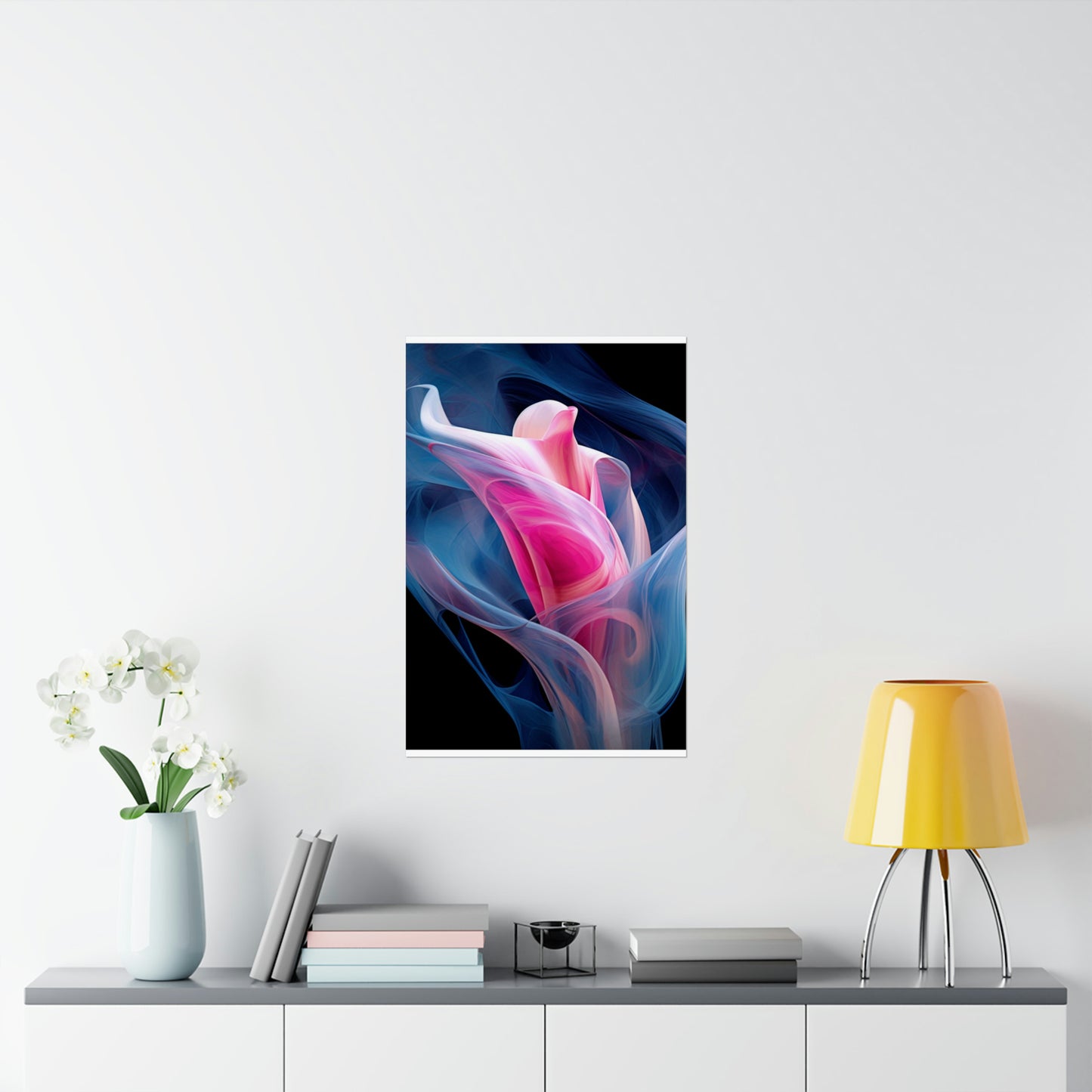 Premium Matte Vertical Posters Pink & Blue Tulip Rose 3