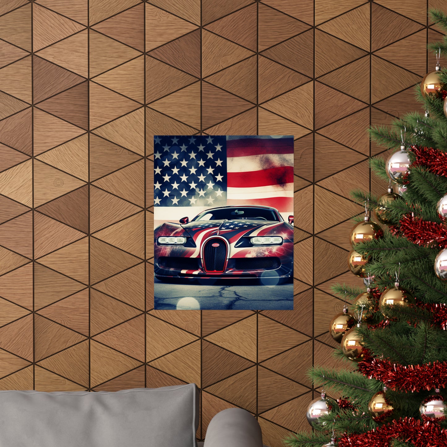 Premium Matte Vertical Posters Abstract American Flag Background Bugatti 1