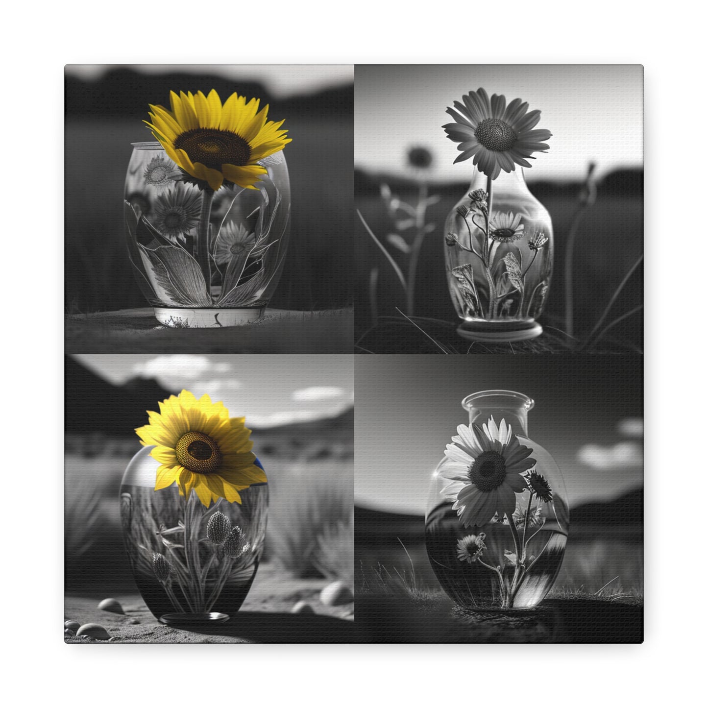 Canvas Gallery Wraps Yellw Sunflower in a vase 5