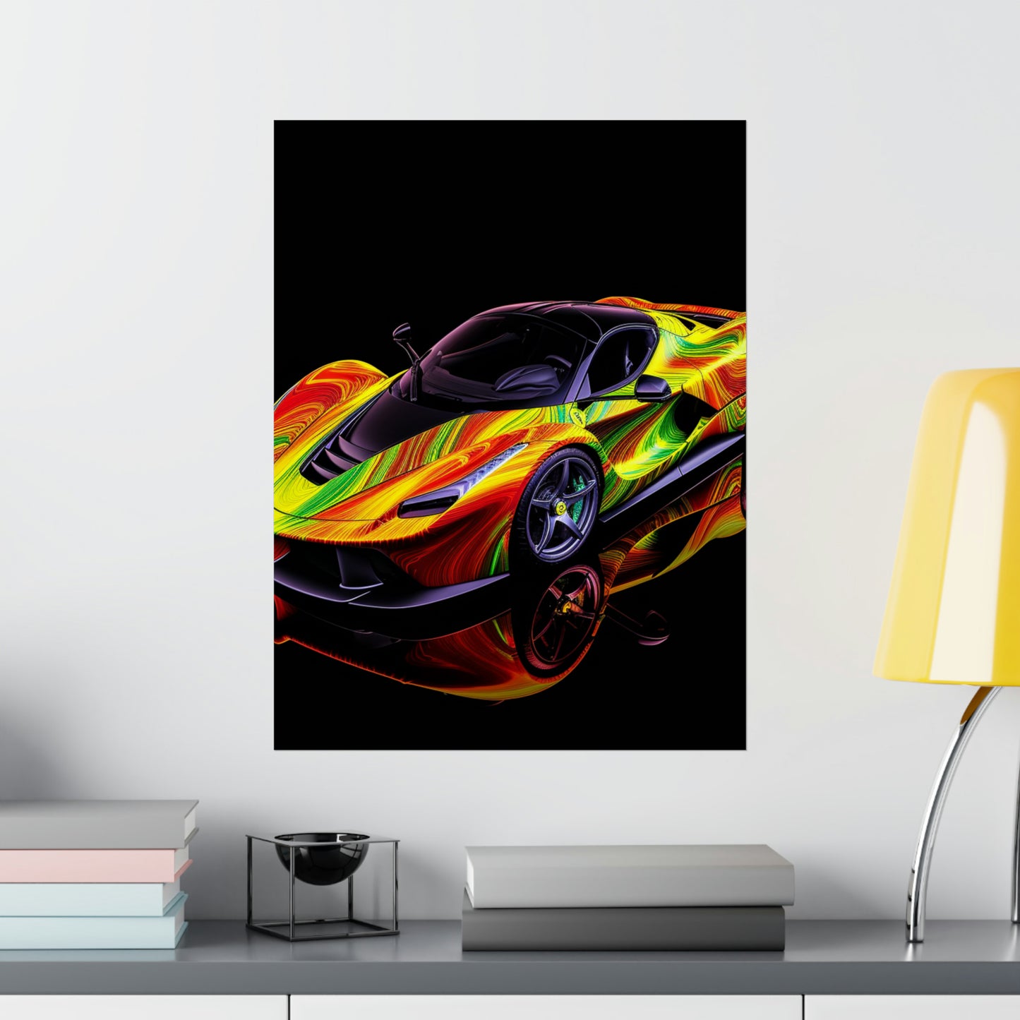 Premium Matte Vertical Posters Ferrari Neon 4