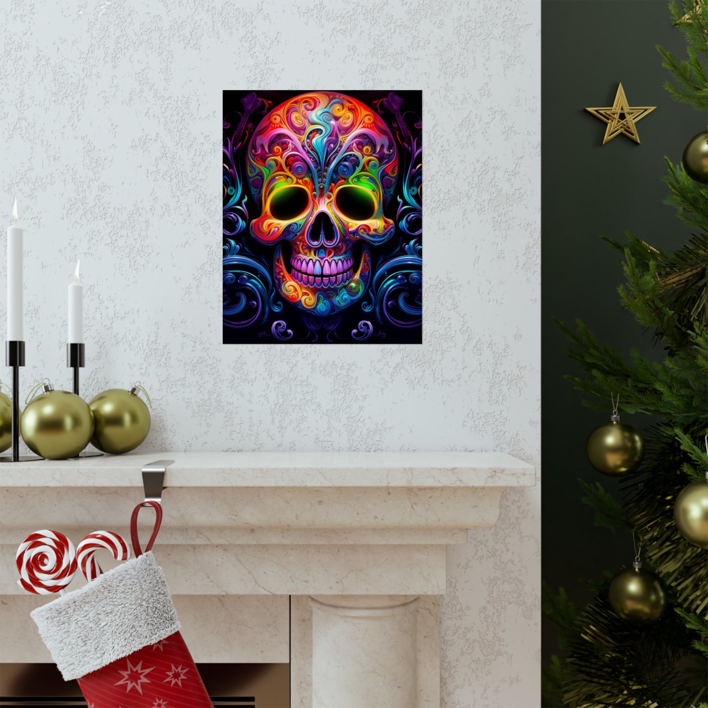 Premium Matte Vertical Posters Macro Skull Color 2