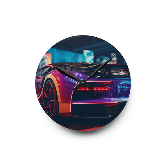 Acrylic Wall Clock Hyper Bugatti Neon Chiron 3