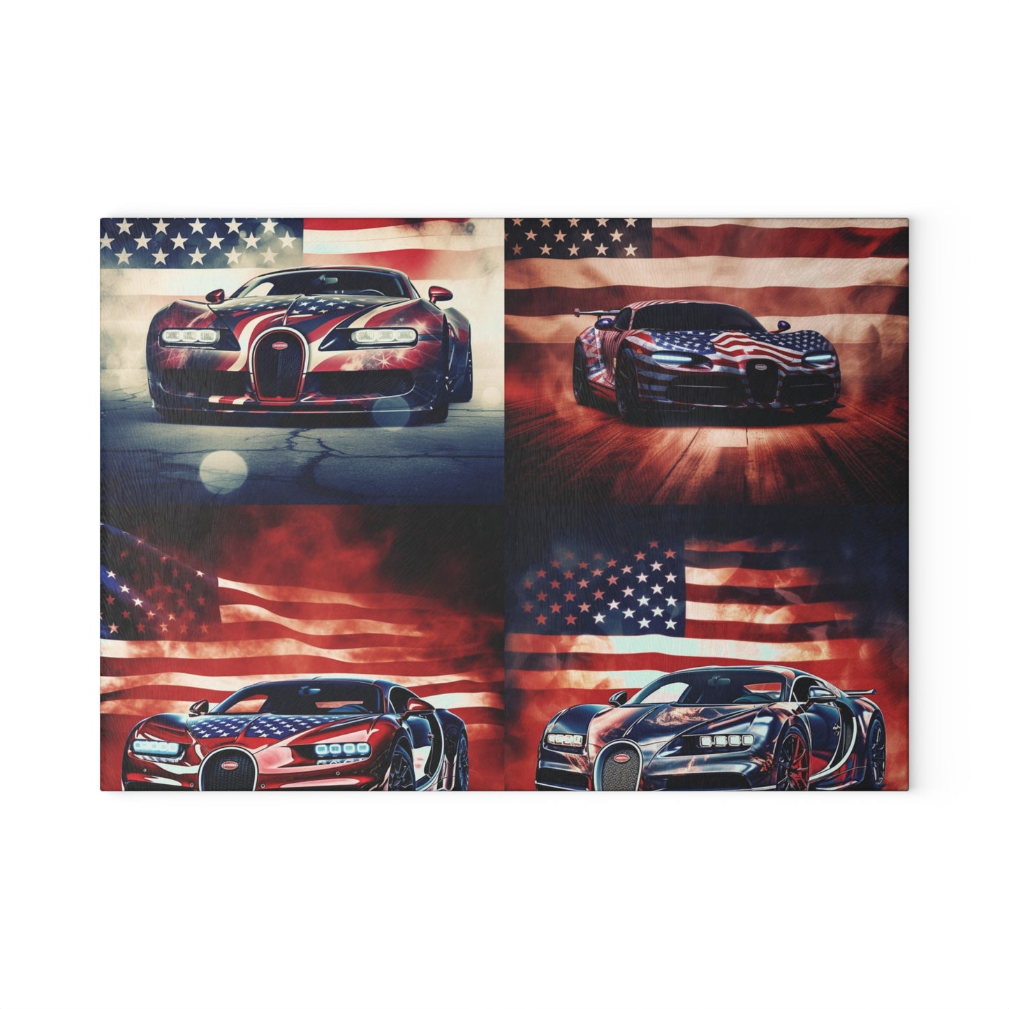 Glass Cutting Board Abstract American Flag Background Bugatti 5