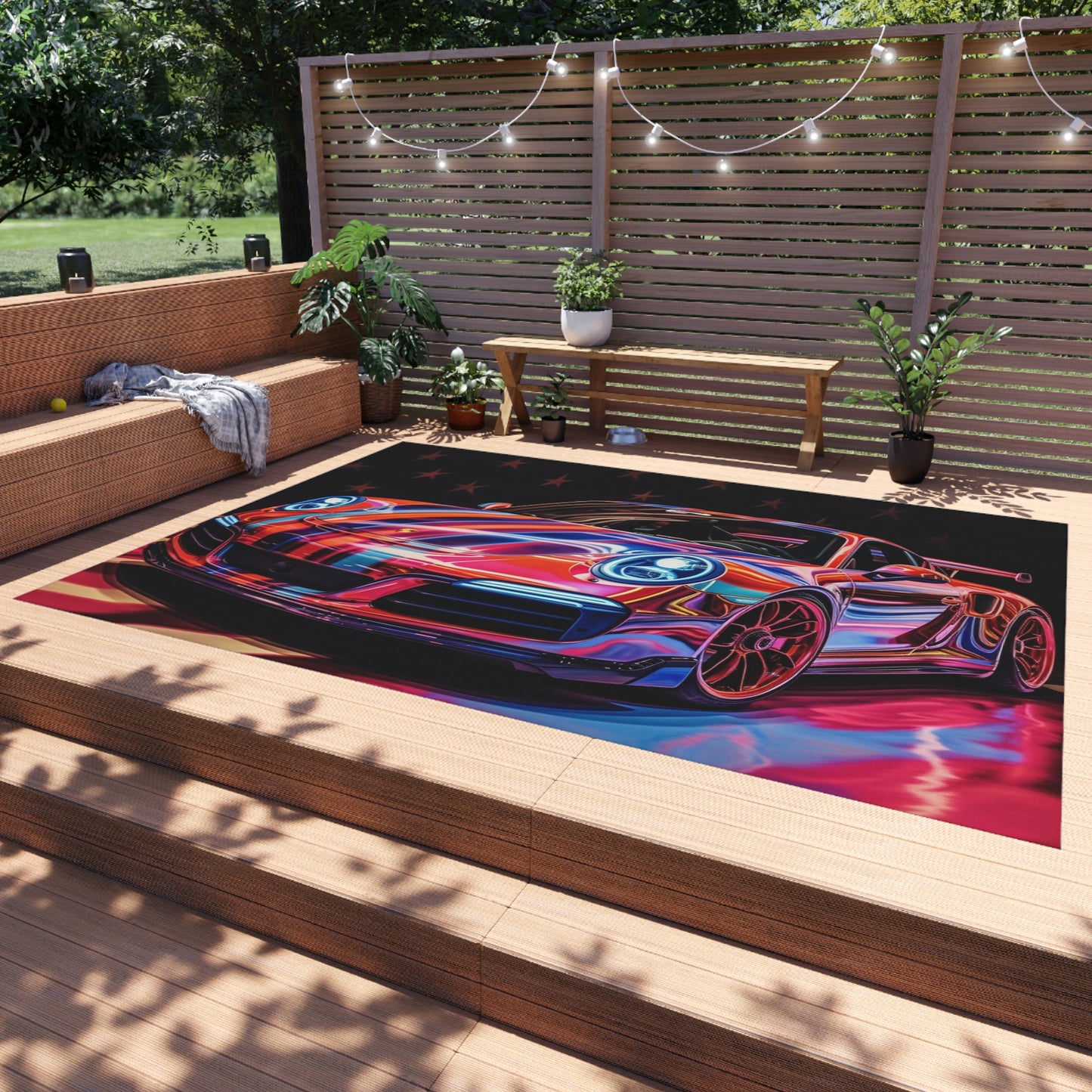 Outdoor Rug  American Flag Colored Porsche 3