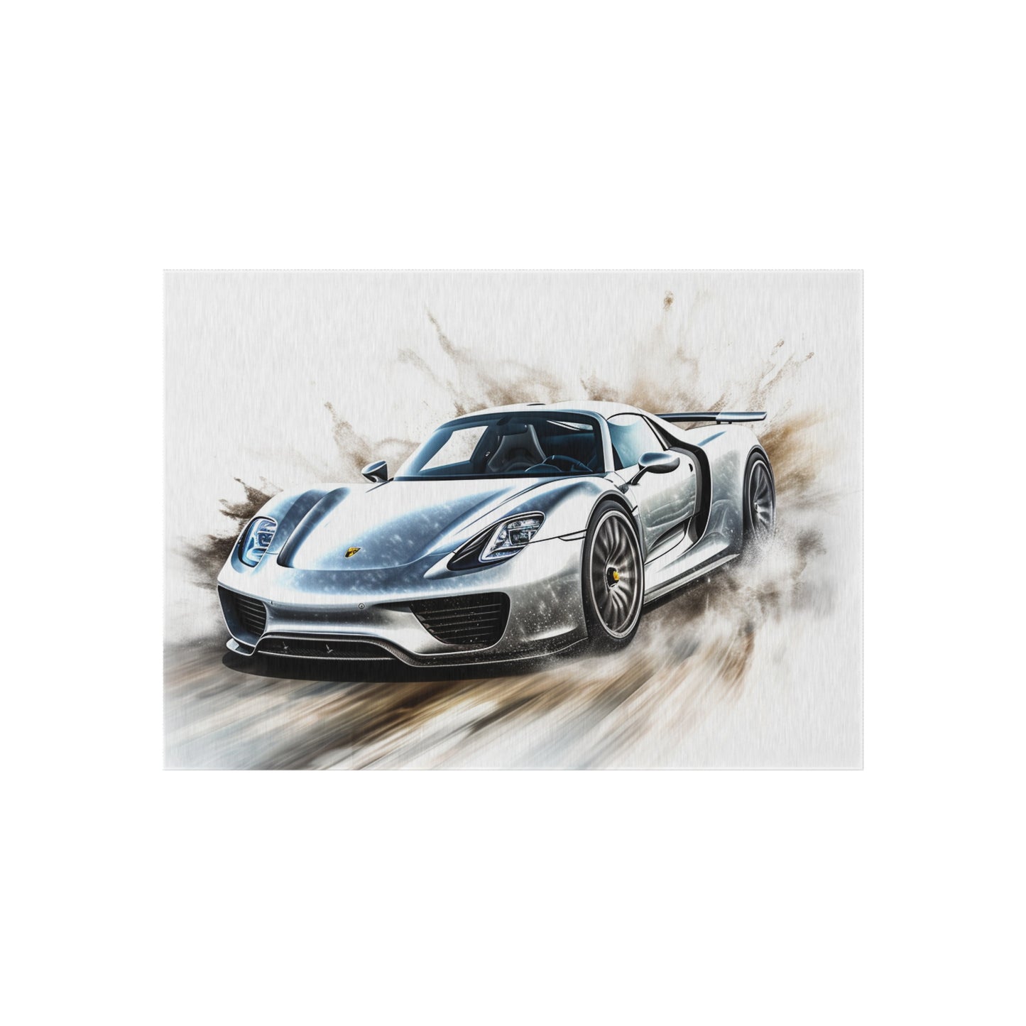 Outdoor Rug  918 Spyder white background driving fast with water splashing 2