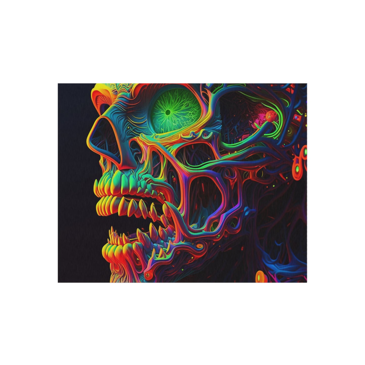 Outdoor Rug  Florescent Skull Death 1