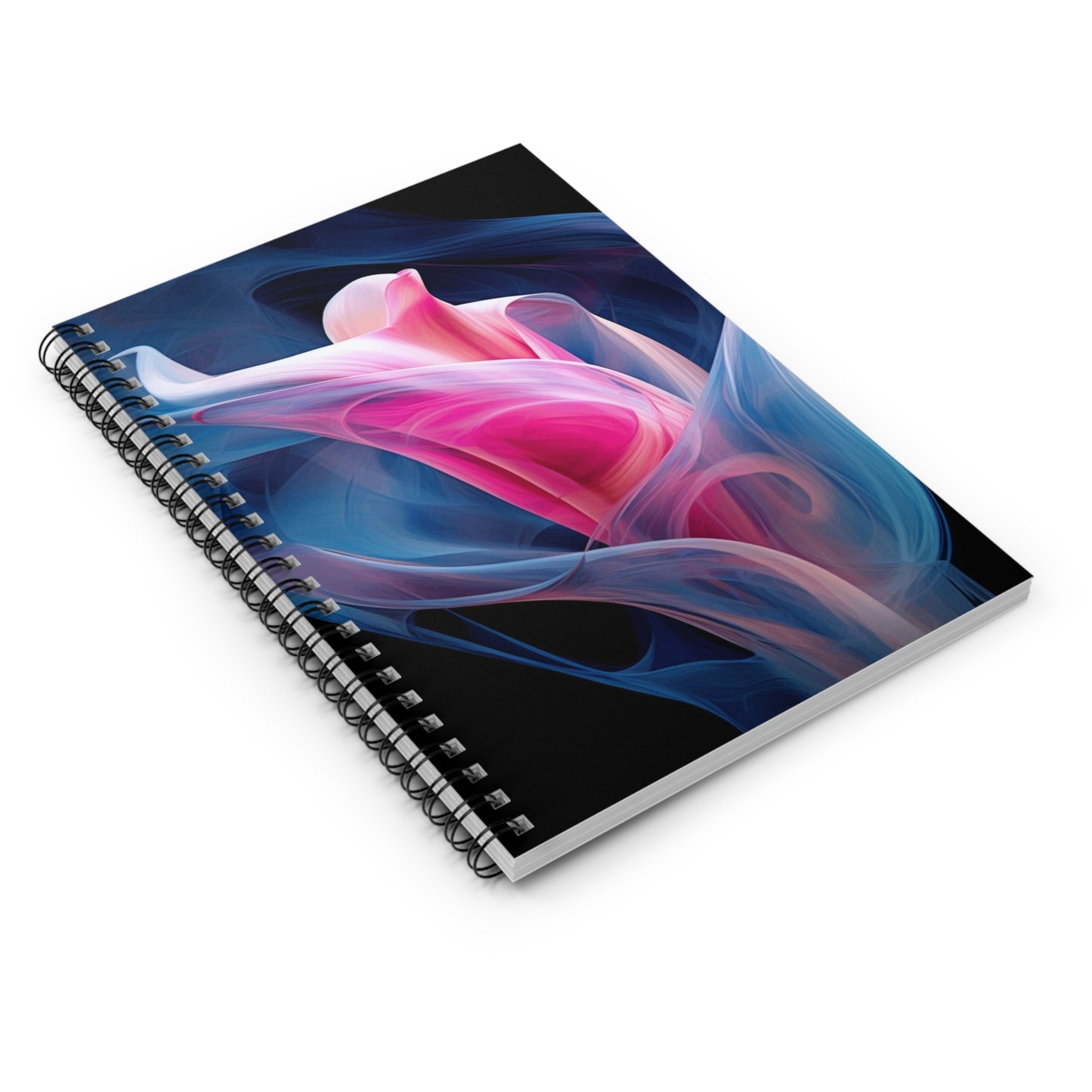 Spiral Notebook - Ruled Line Pink & Blue Tulip Rose 3
