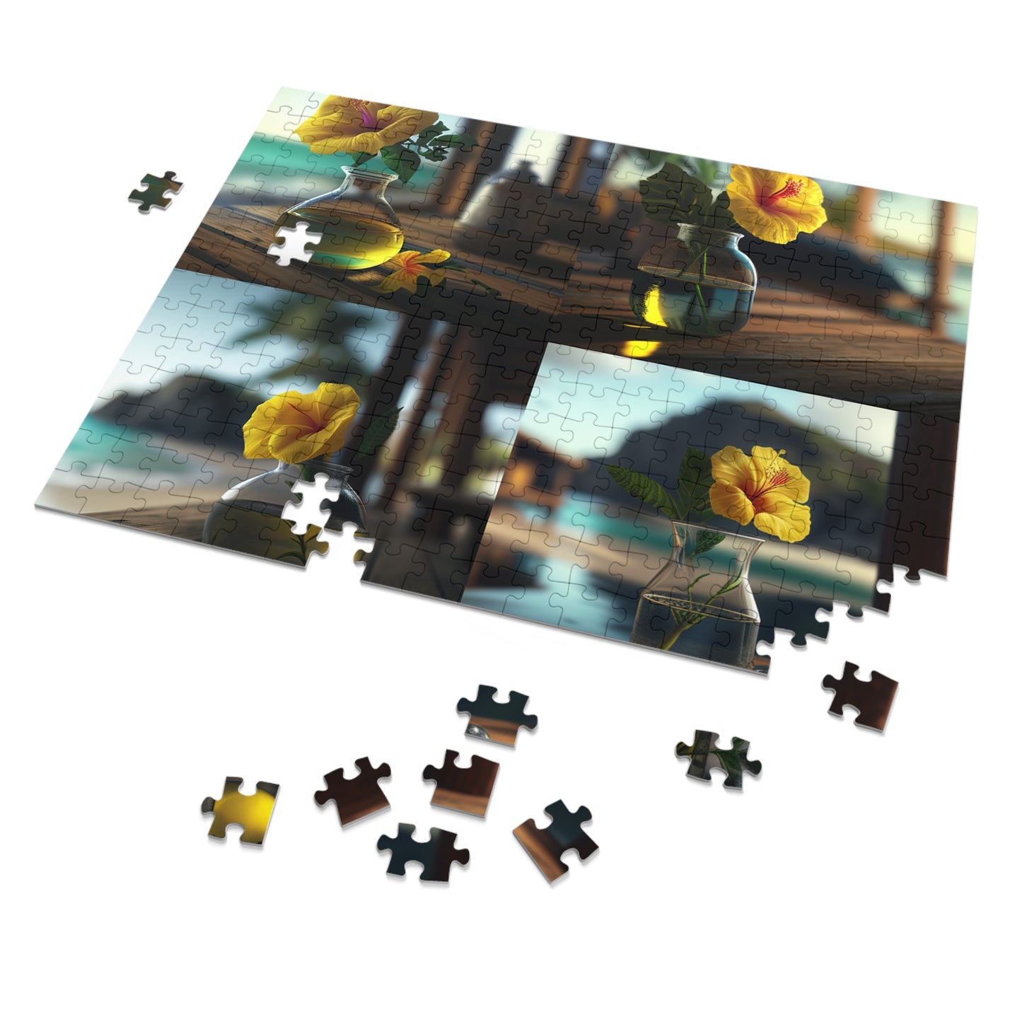 Jigsaw Puzzle (30, 110, 252, 500,1000-Piece) Yellow Hibiscus Wood 5