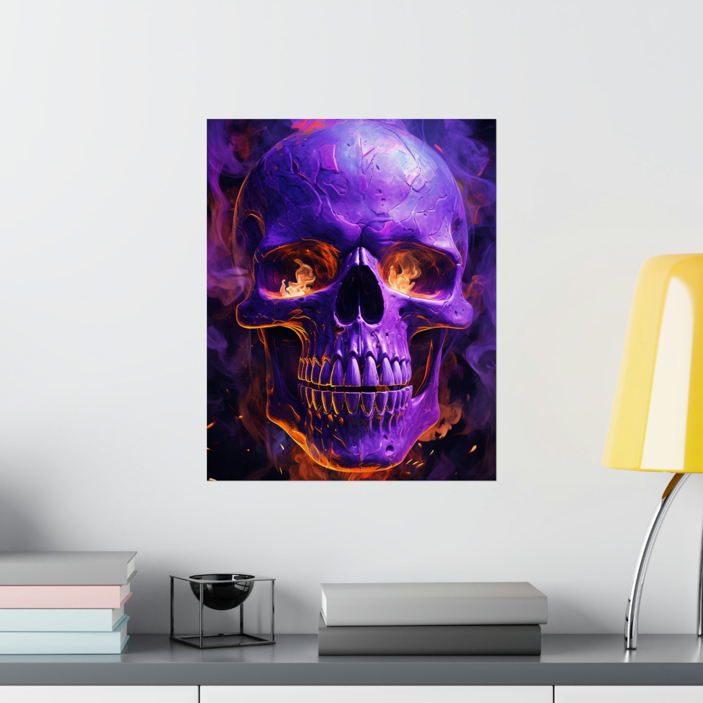 Premium Matte Vertical Posters Skull Flames 1