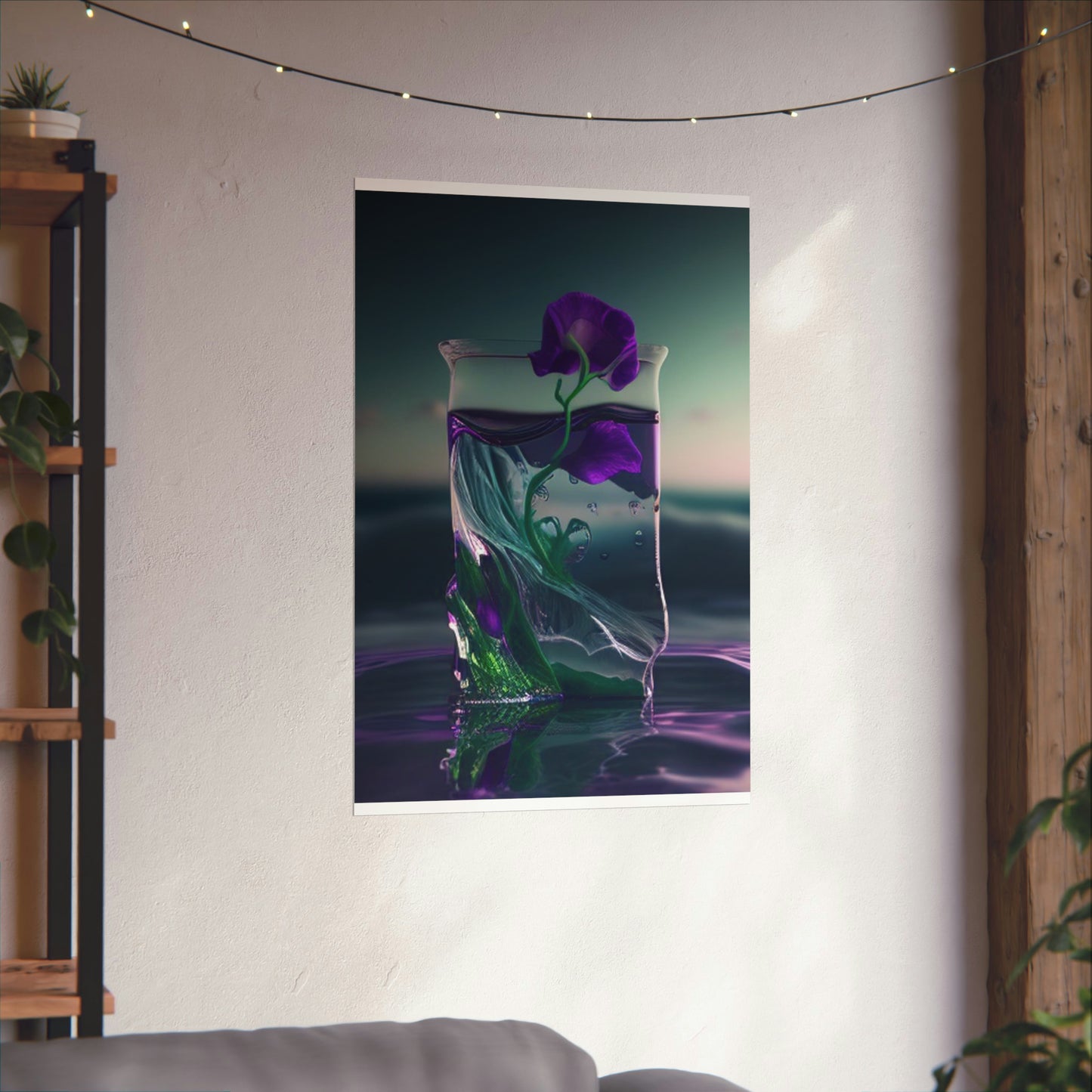 Premium Matte Vertical Posters Purple Sweet pea in a vase 3