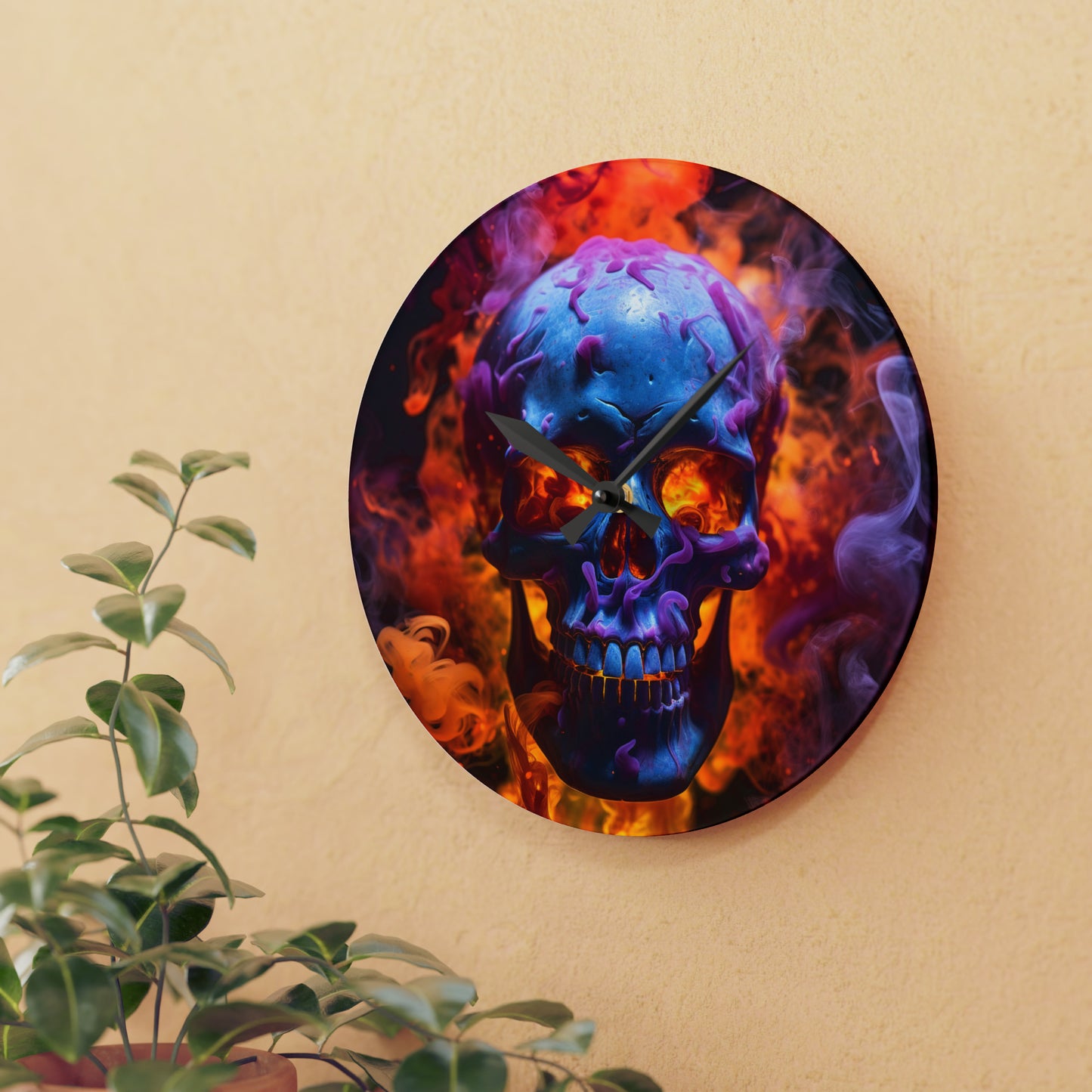 Acrylic Wall Clock Macro Skull 3