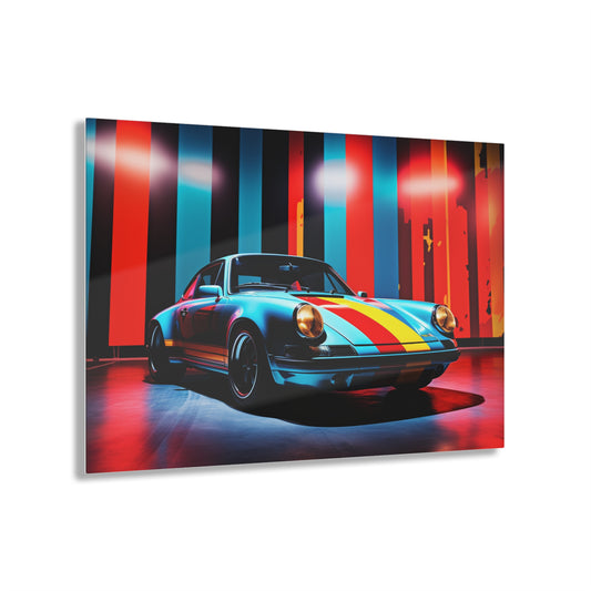 Acrylic Prints Macro American Flag Porsche 3