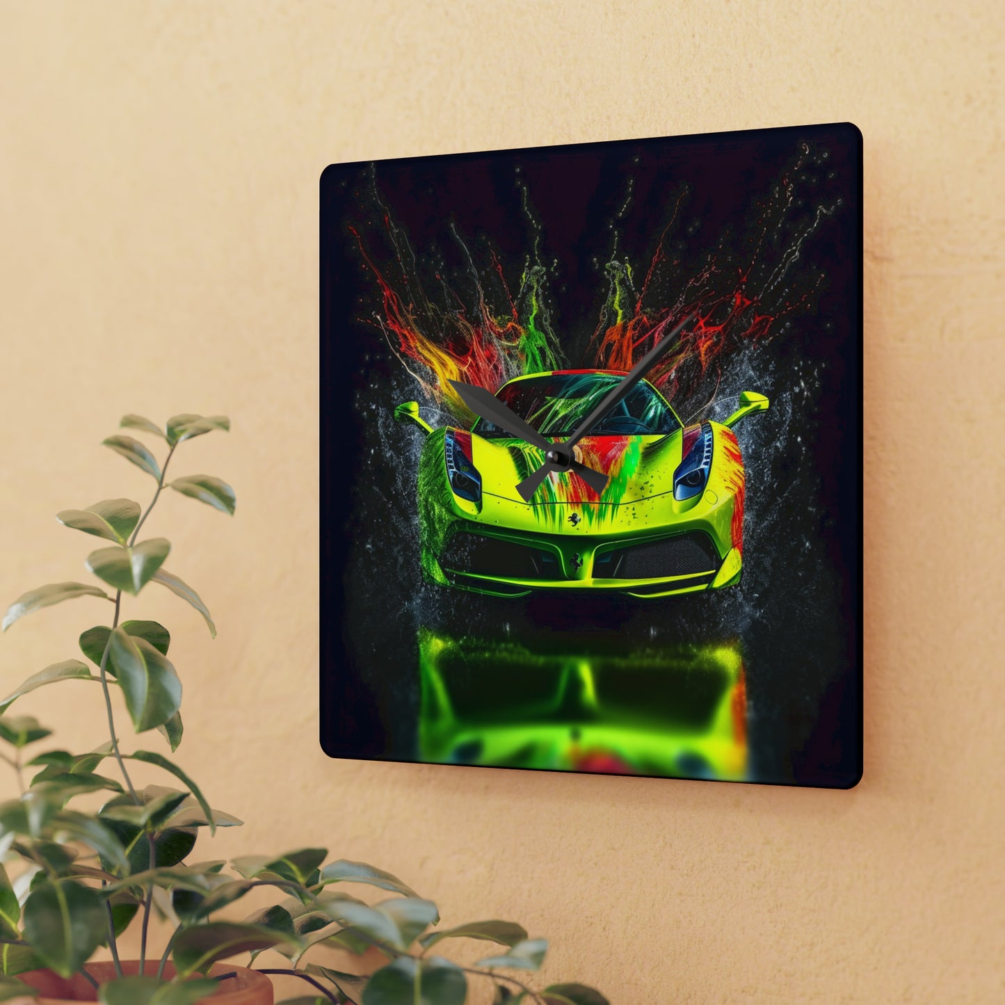 Acrylic Wall Clock Farrari Water 1