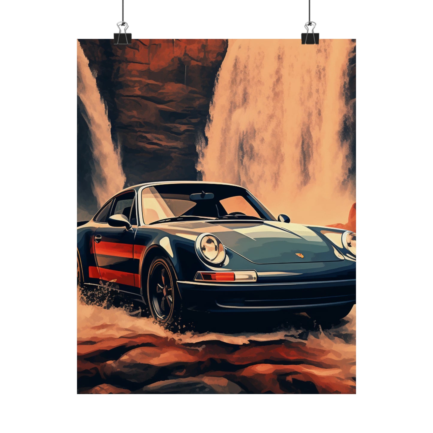 Premium Matte Vertical Posters American Flag Porsche Abstract 3