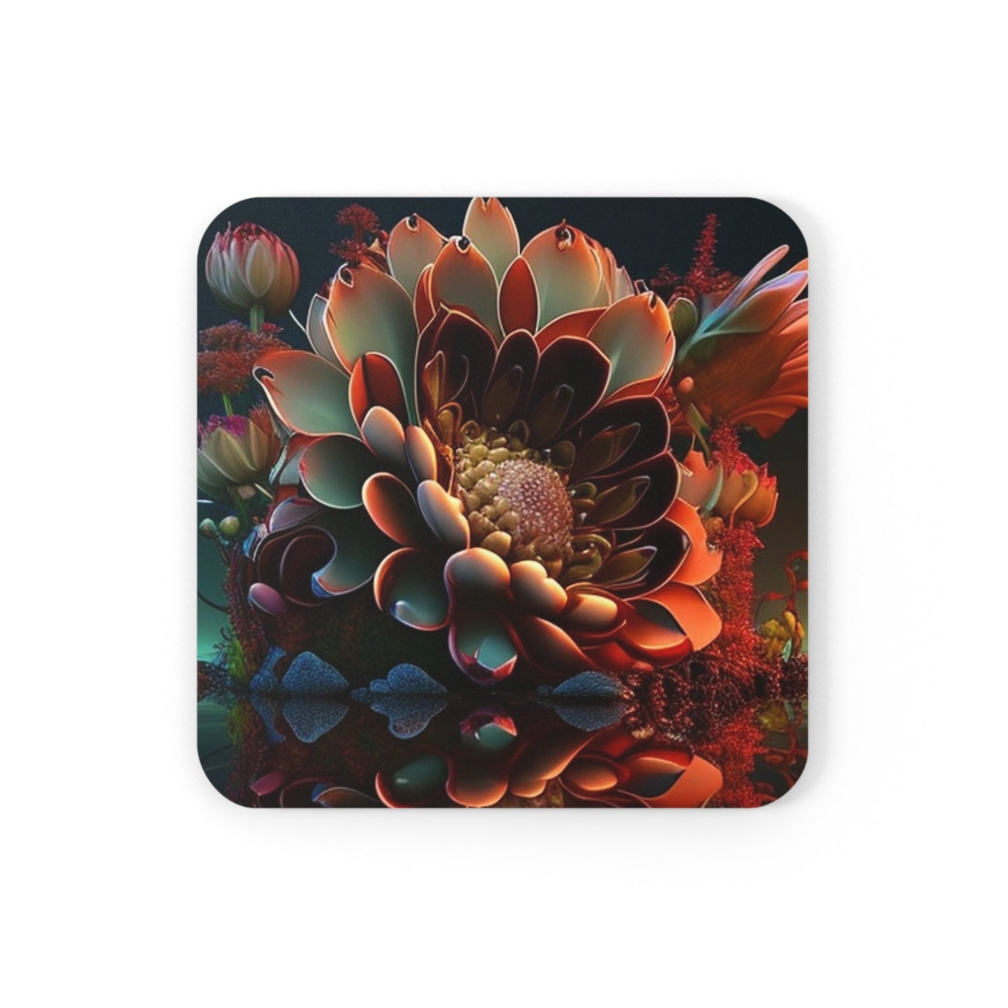 Corkwood Coaster Set Flower Arangment 4