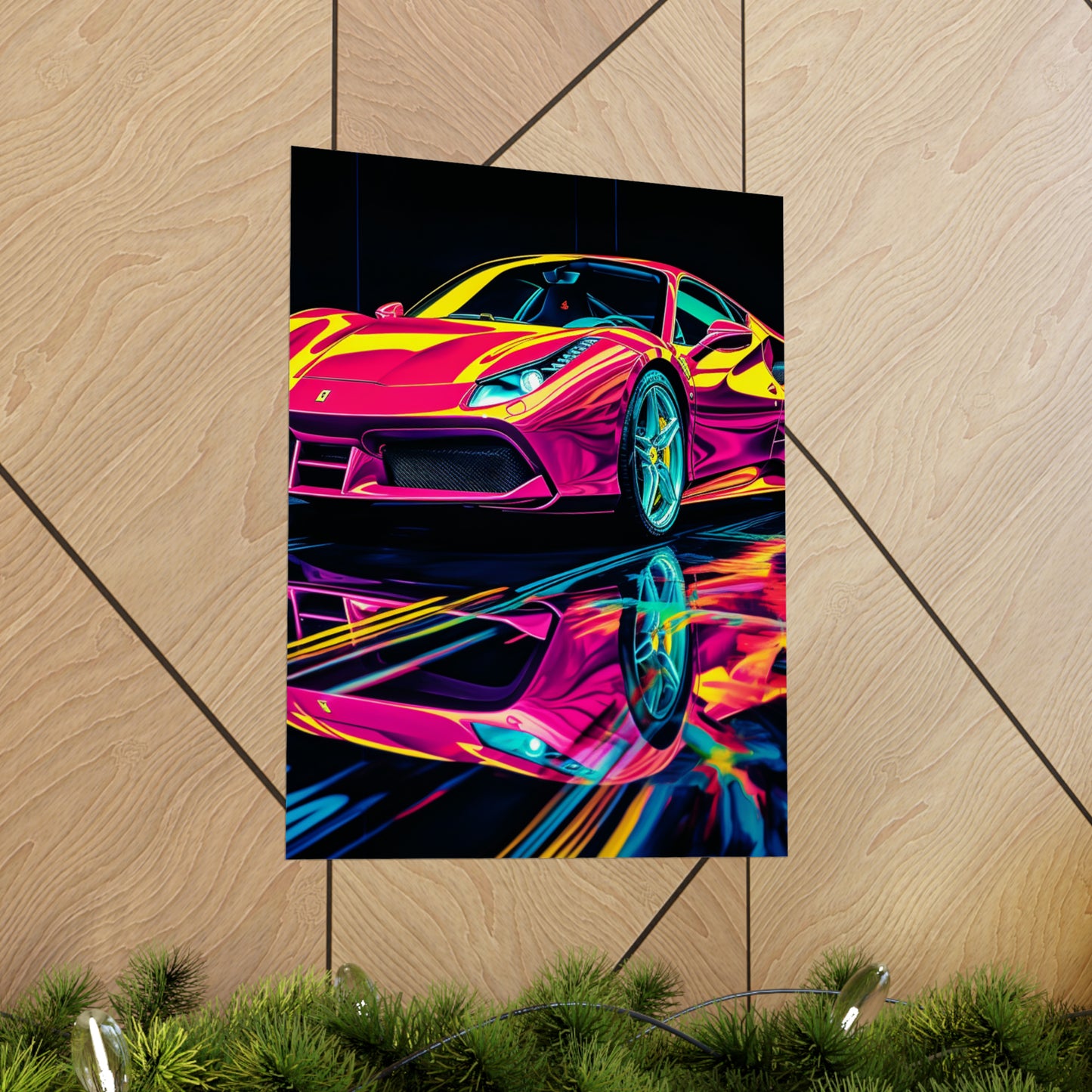 Premium Matte Vertical Posters Pink Ferrari Macro 1