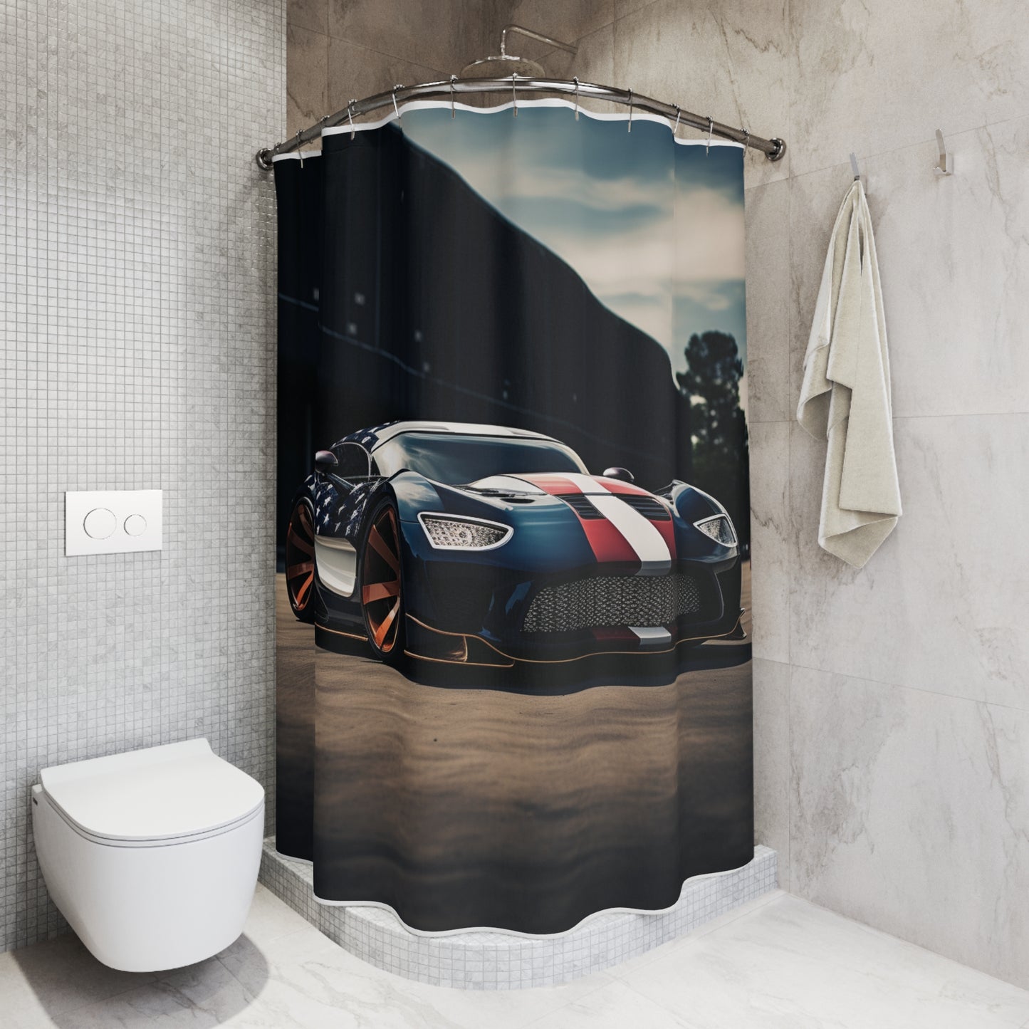 Polyester Shower Curtain Bugatti Flag American 2